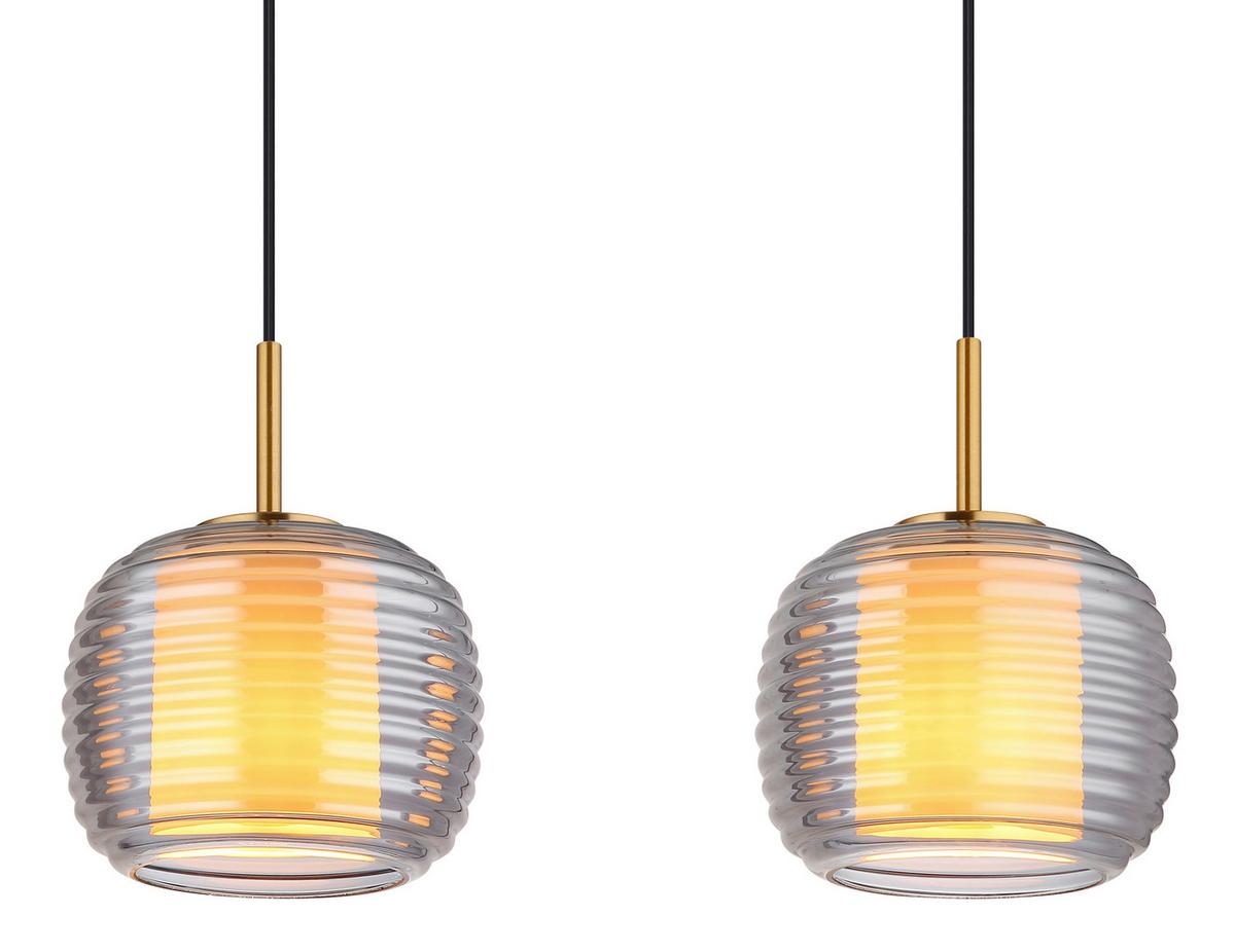 Hängeleuchte Lampigna Schwarz/Messingfarben max. 60W - Messingfarben/Schwarz, Konventionell, Glas/Kunststoff (91/21/150cm) - Globo