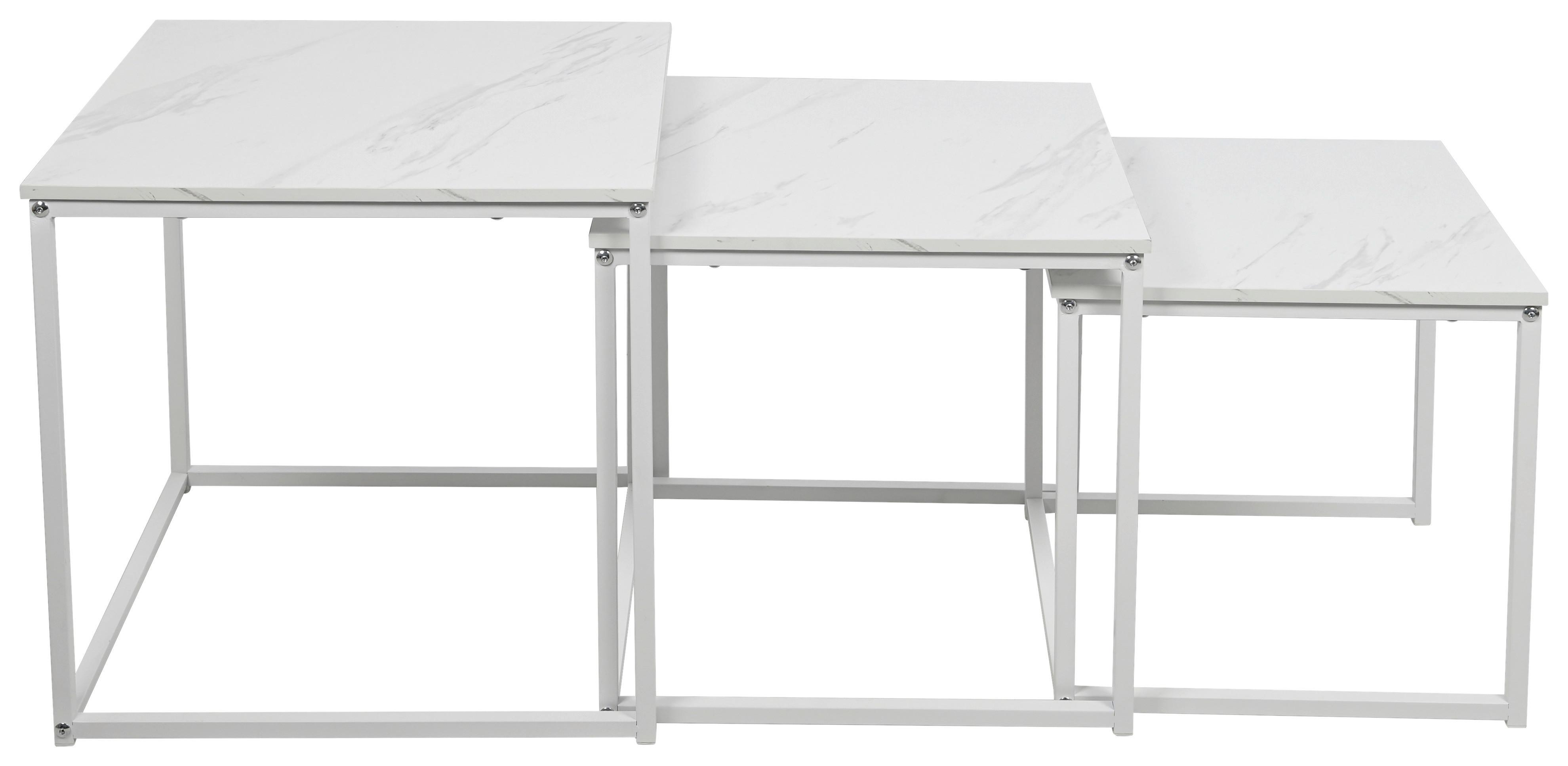 Set masute cafea 3/1 CARMEN - alb/negru, Trend, metal/material pe bază de lemn (40-42/35-39/36cm) - Modern Living