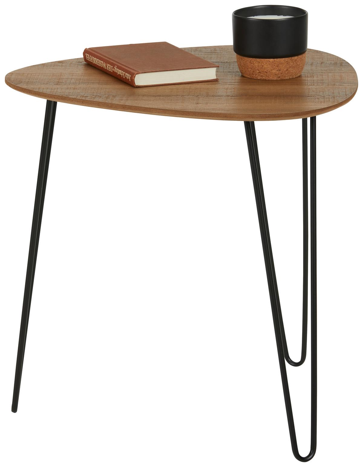 Masă auxiliară BOLOGNA 1 - culoare lemn stejar/negru, Modern, metal/material pe bază de lemn (48/48/48cm) - Zandiara