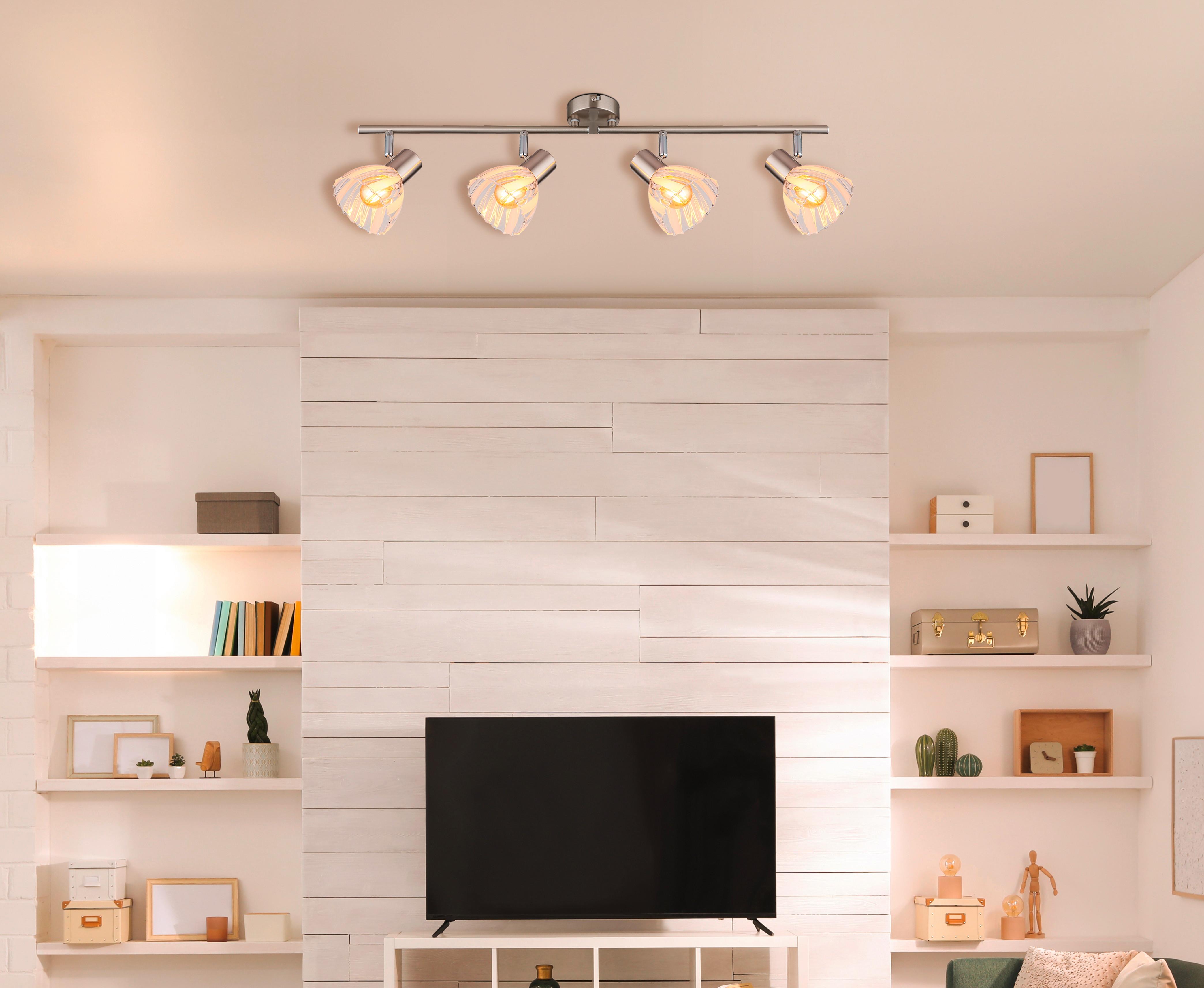 STRAHLER 54315-4 ZACHERY - Nickelfarben, Konventionell, Glas/Metall (70/13/19cm) - Globo