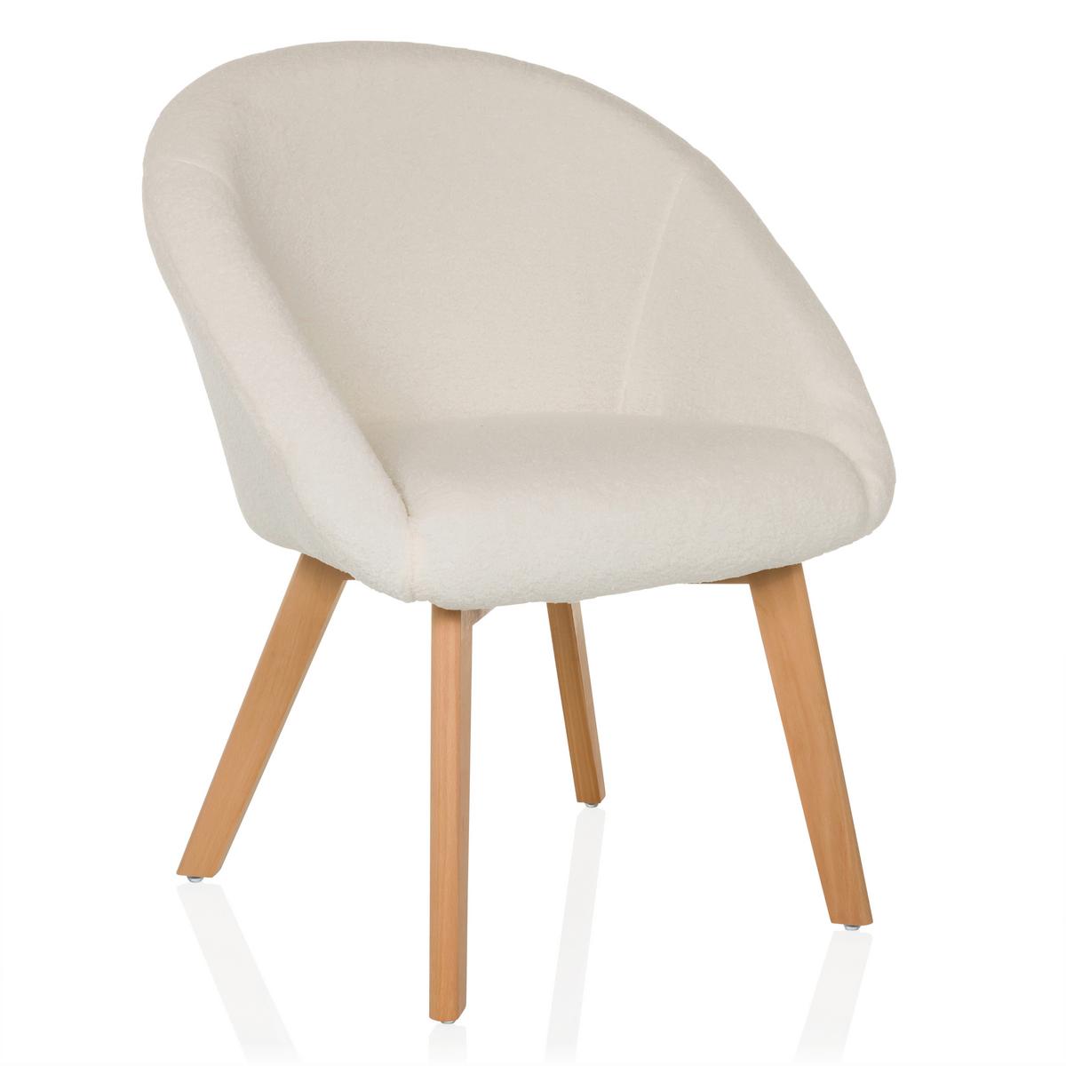 Naslanjač Scandi Ted, Bela - bela/barve bukve, Moderno, tekstil/les (68/85/62cm) - MID.YOU