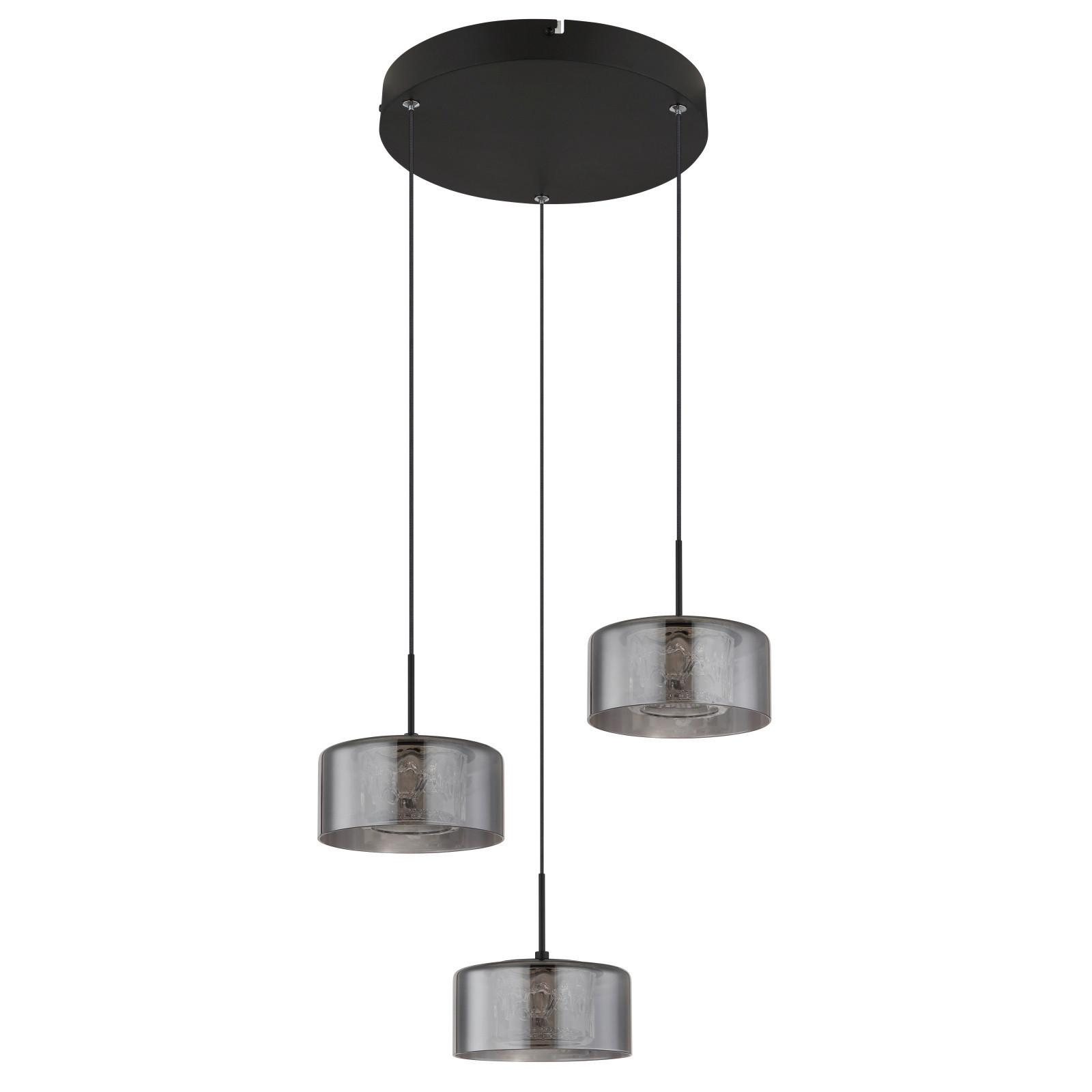 LED-HÄNGELEUCHTE 15634-3 FOGSY - Klar/Schwarz, Design, Glas/Kunststoff (40/150cm) - Globo