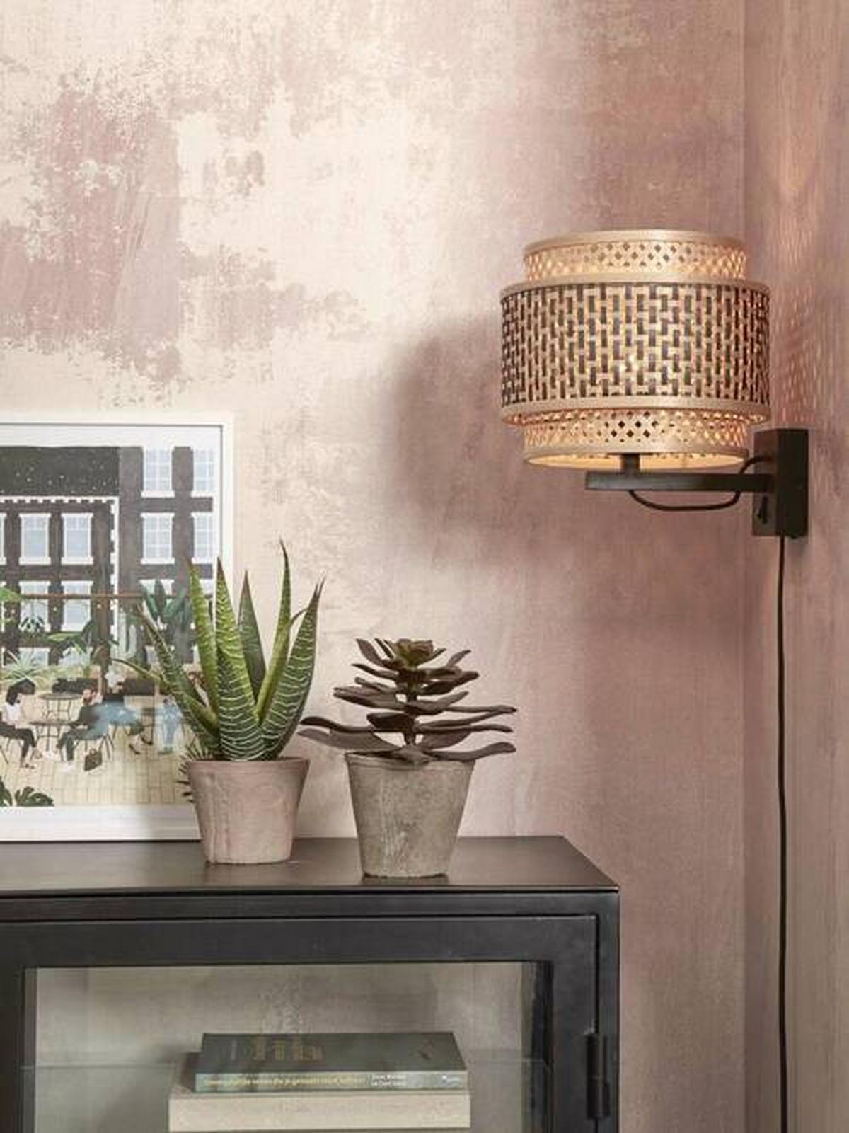 Stenska Svetilka Bhutan, Črna, Bambus - črna/naravne barve, Trend, les (25/29/25cm) - Good & Mojo