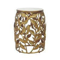 Beistelltisch Wl7.344 - Weiss/Goldfarben, Design, Stein/Metall (40/40/46cm) - MID.YOU