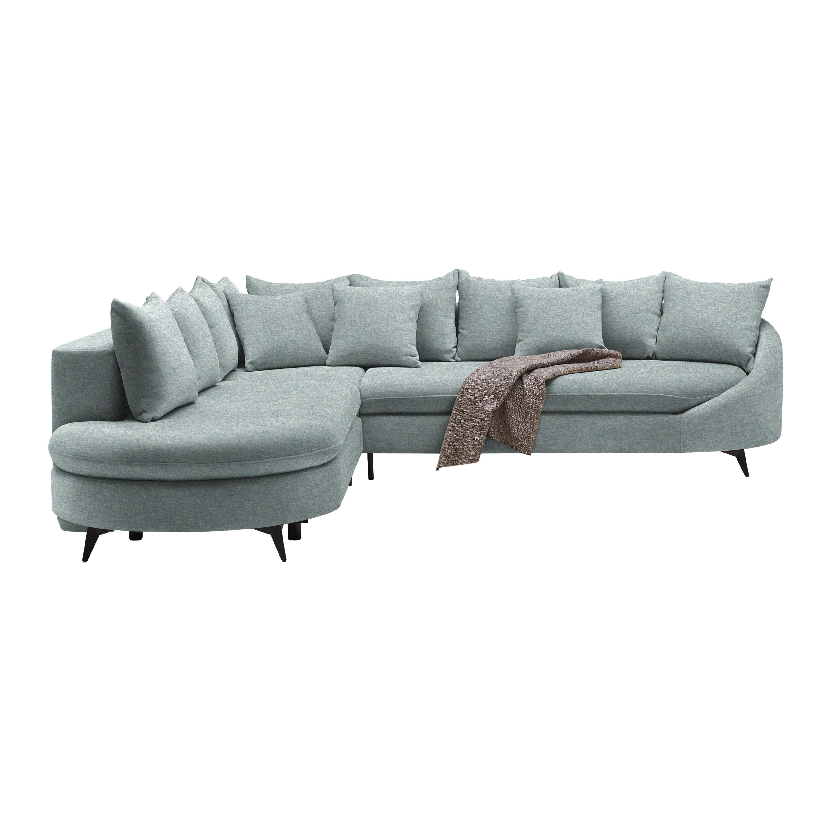 Ecksofa Axel Hellblau - Schwarz/Hellblau, MODERN, Textil/Metall (250/87/291cm) - Mömax