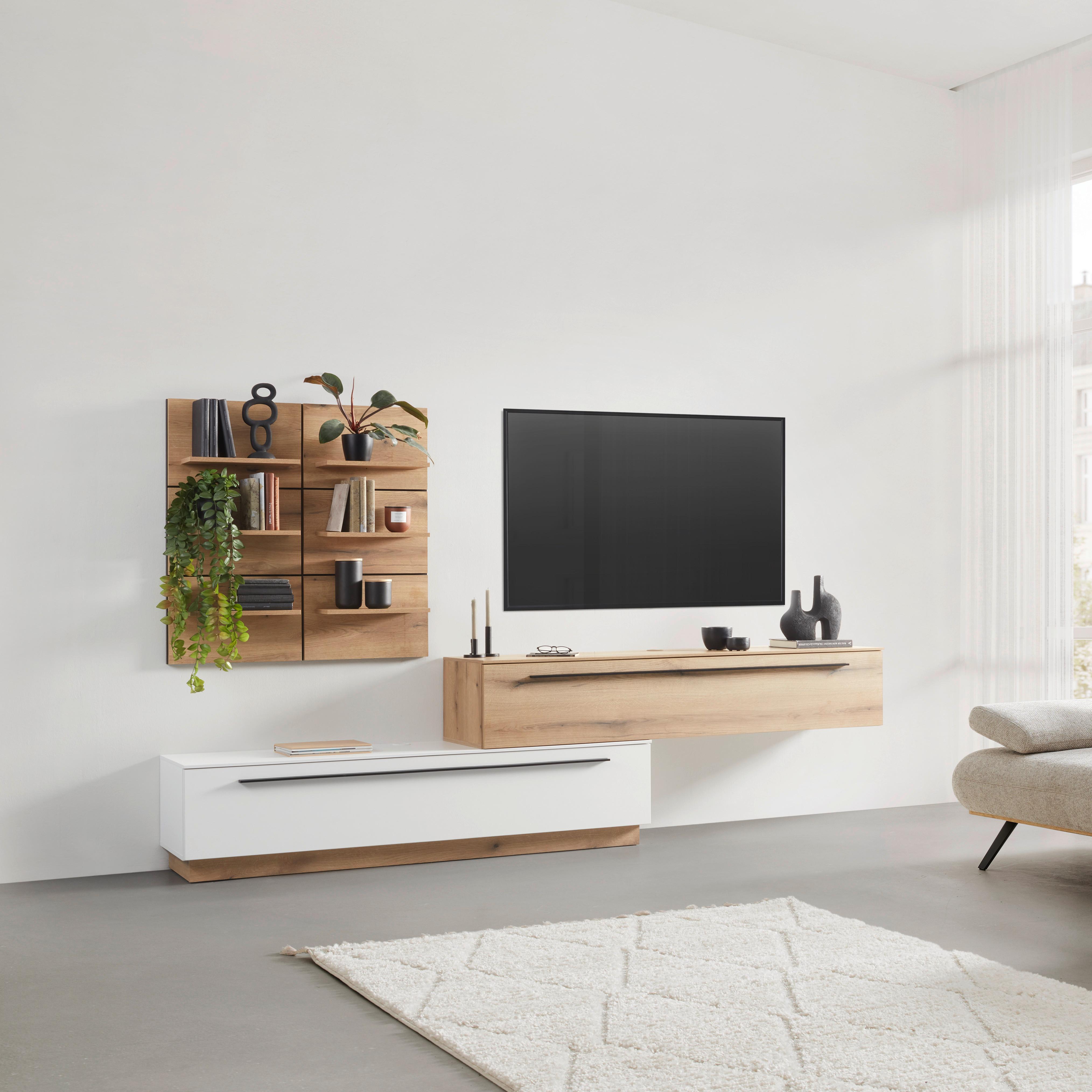 MEDIABÄNK MATEO - vit, Modern, trämaterial/plast (180/41/40cm) - Mömax