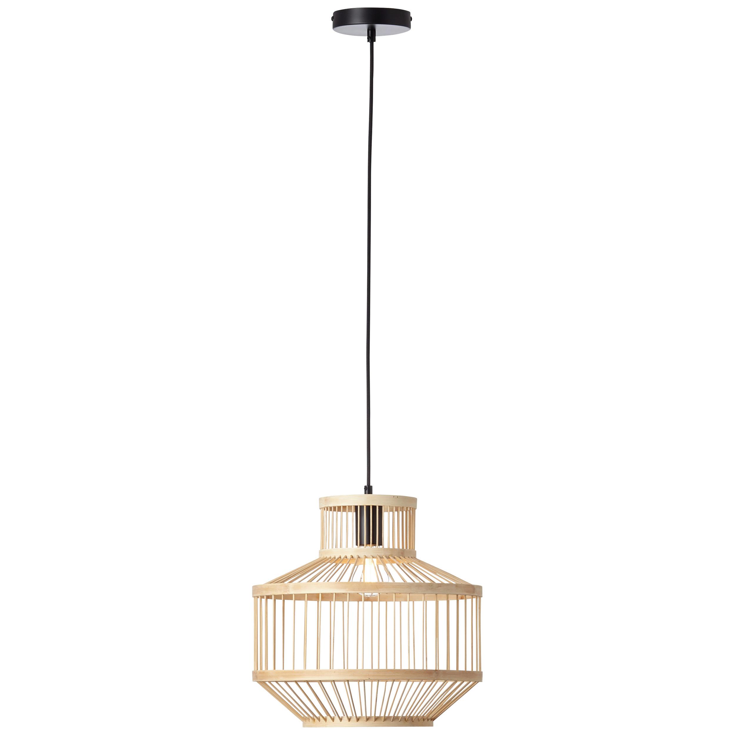 Hängeleuchte Teva Naturfarben max. 40 Watt - Schwarz/Naturfarben, Natur, Holz/Metall (35/35/121,5cm) - Brilliant