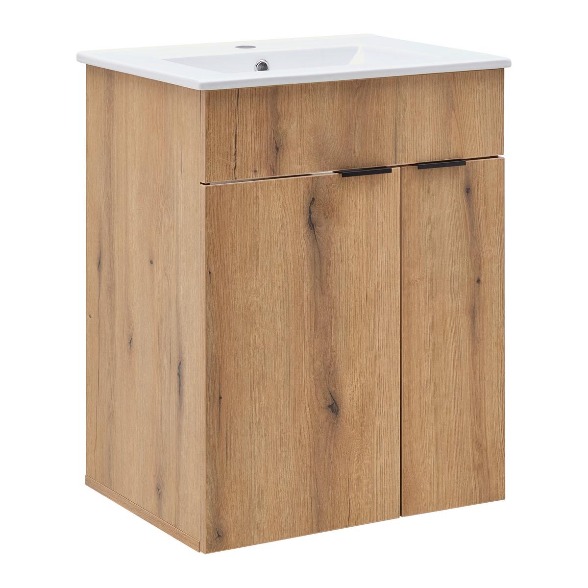 Waschtischkombi Napoli Evoke Eiche - Schwarz/Weiß, MODERN, Keramik/Holzwerkstoff (60/78/45cm) - Mömax