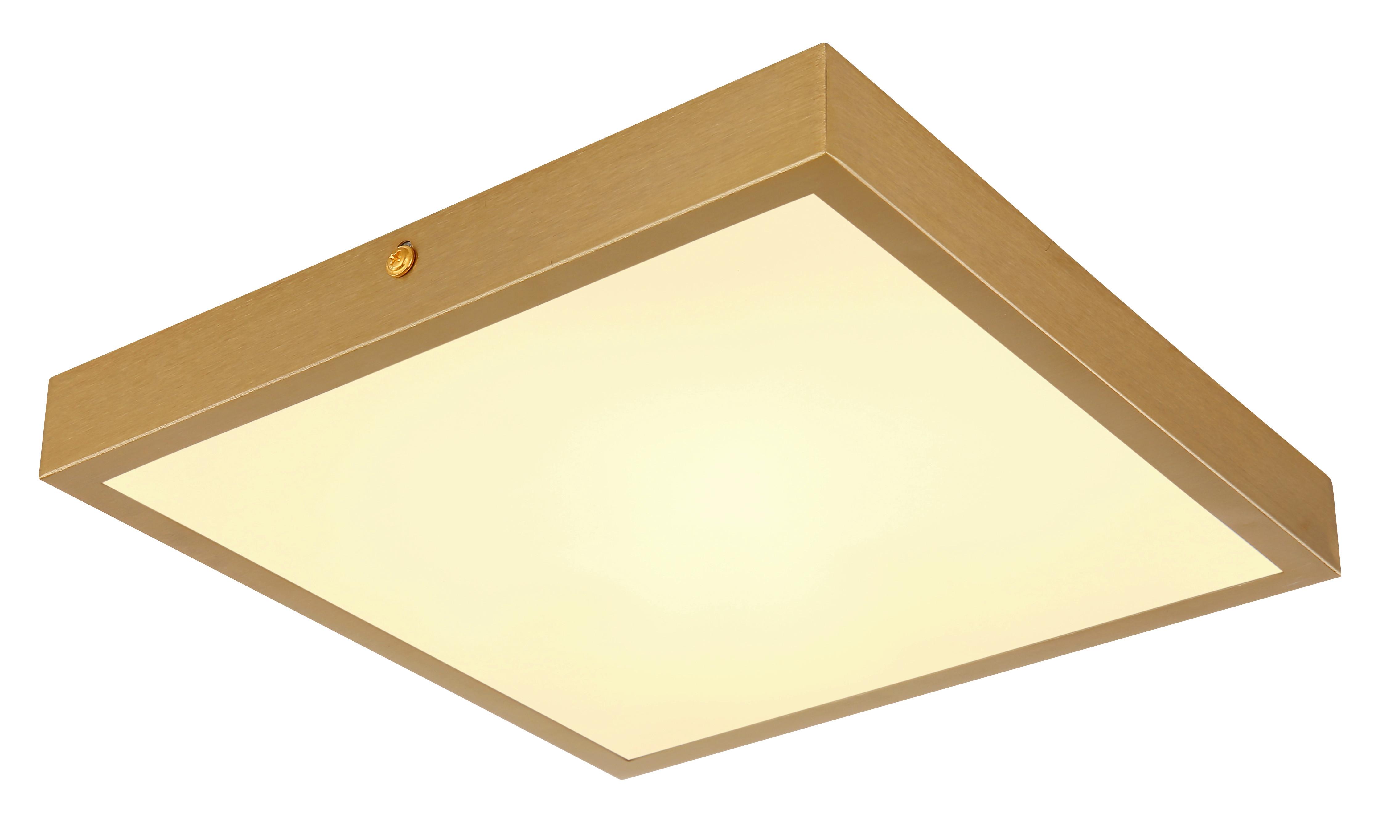 LED-Deckenleuchte Tibey Opal/Messingfarben max.15Watt - Messingfarben/Opal, KONVENTIONELL, Kunststoff/Metall (25/25/3cm) - Globo