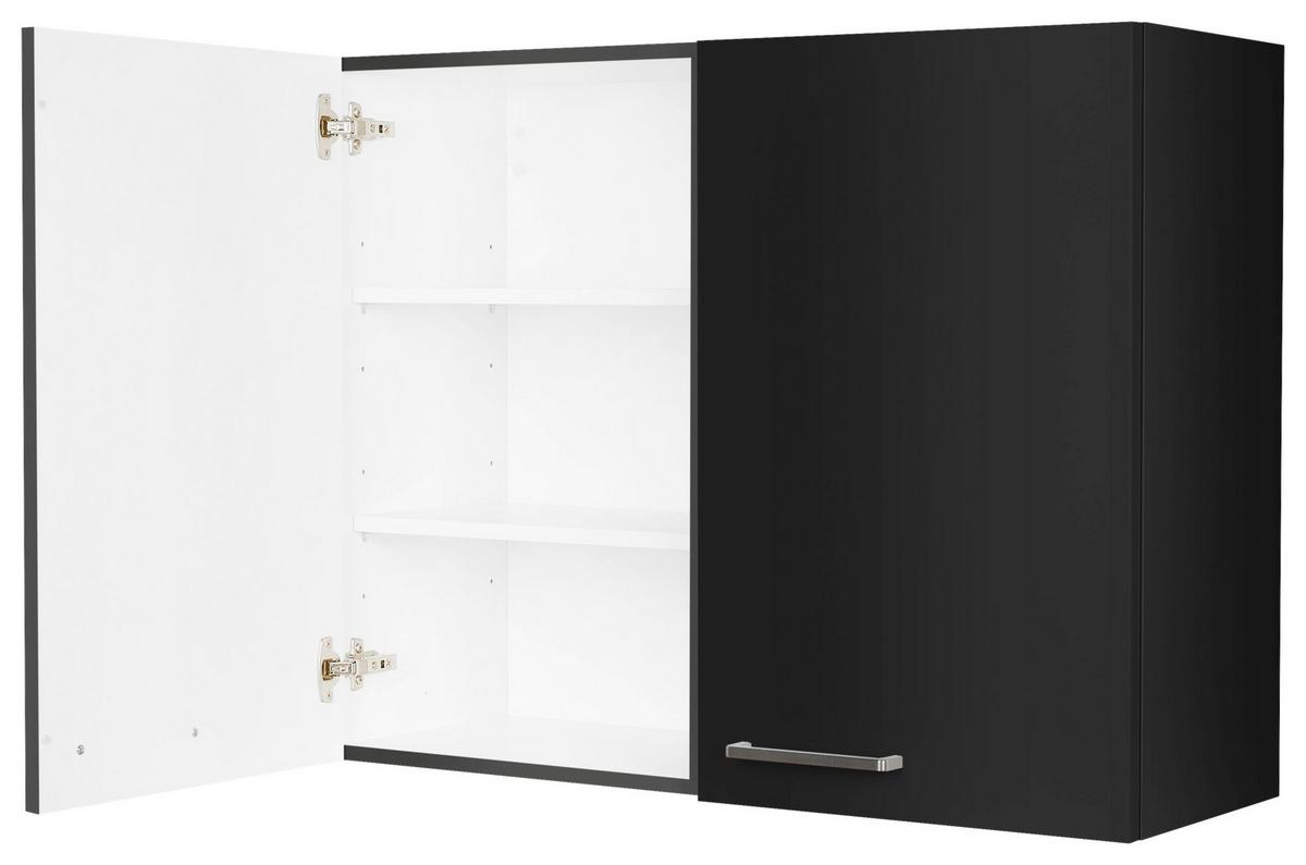 Küchenoberschrank Touch Schwarz - Edelstahlfarben/Schwarz, MODERN, Holzwerkstoff (90/72/35cm) - Nobilia