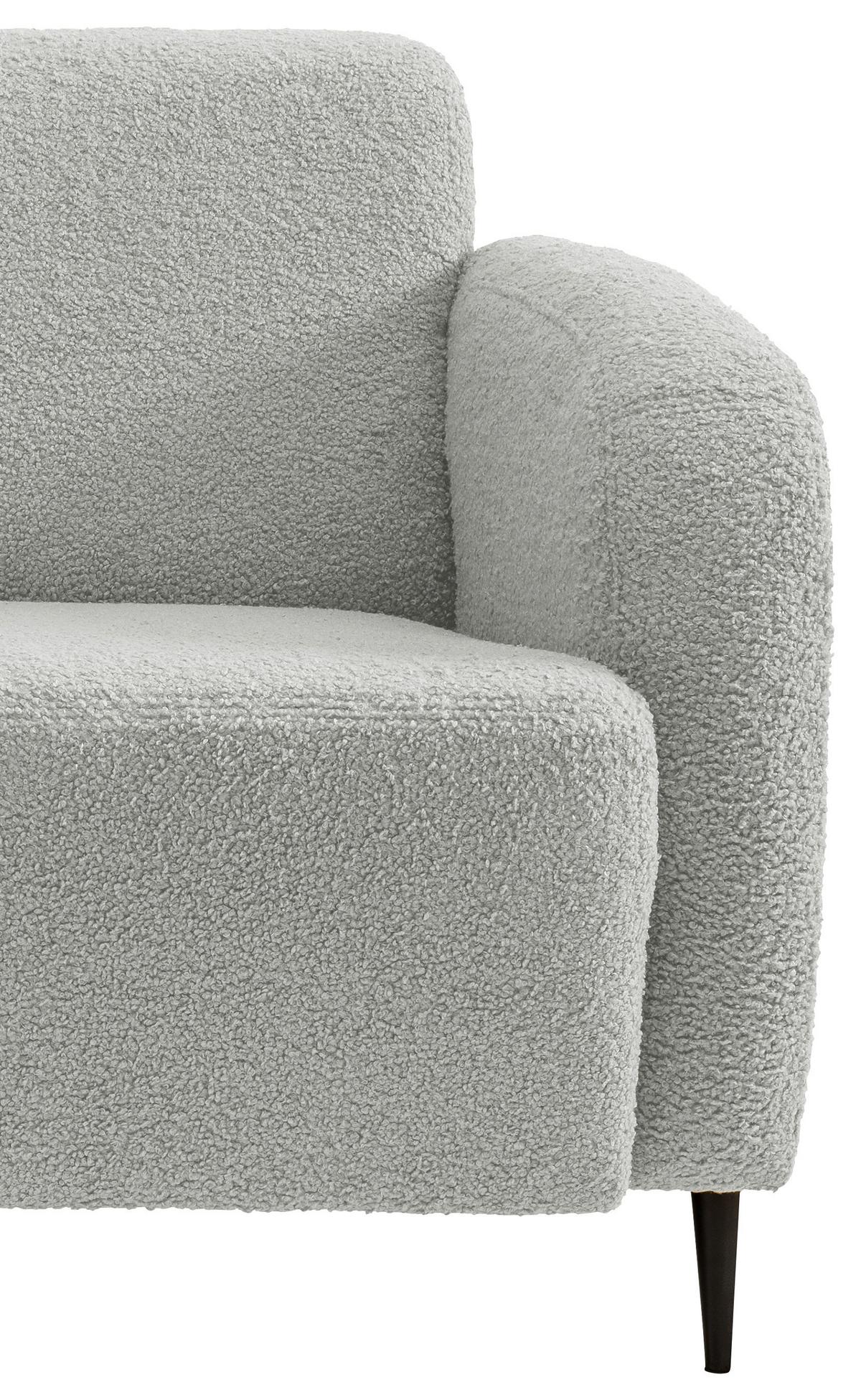 2-Sitzer-Sofa Marone Hellgrau Teddystoff - Hellgrau/Schwarz, MODERN, Textil/Metall (140/76/90cm) - Livetastic