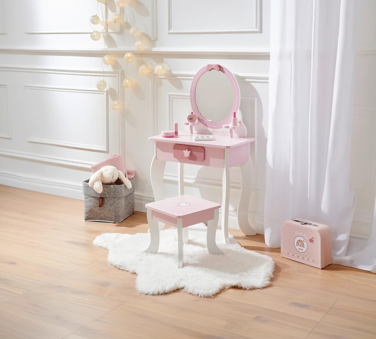 TOALETKA SWEET - różowy/biały, Basics, materiał drewnopochodny/tworzywo sztuczne (48/29/87cm) - My Baby Lou