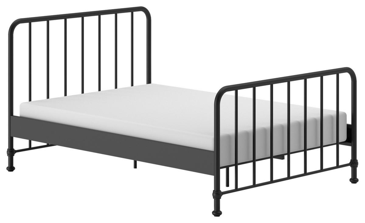 Kinderbett BRONXX Schwarz ca. 140x200 cm Metall - Schwarz, ROMANTIK / LANDHAUS, Holz/Metall (140/200cm) - Vipack
