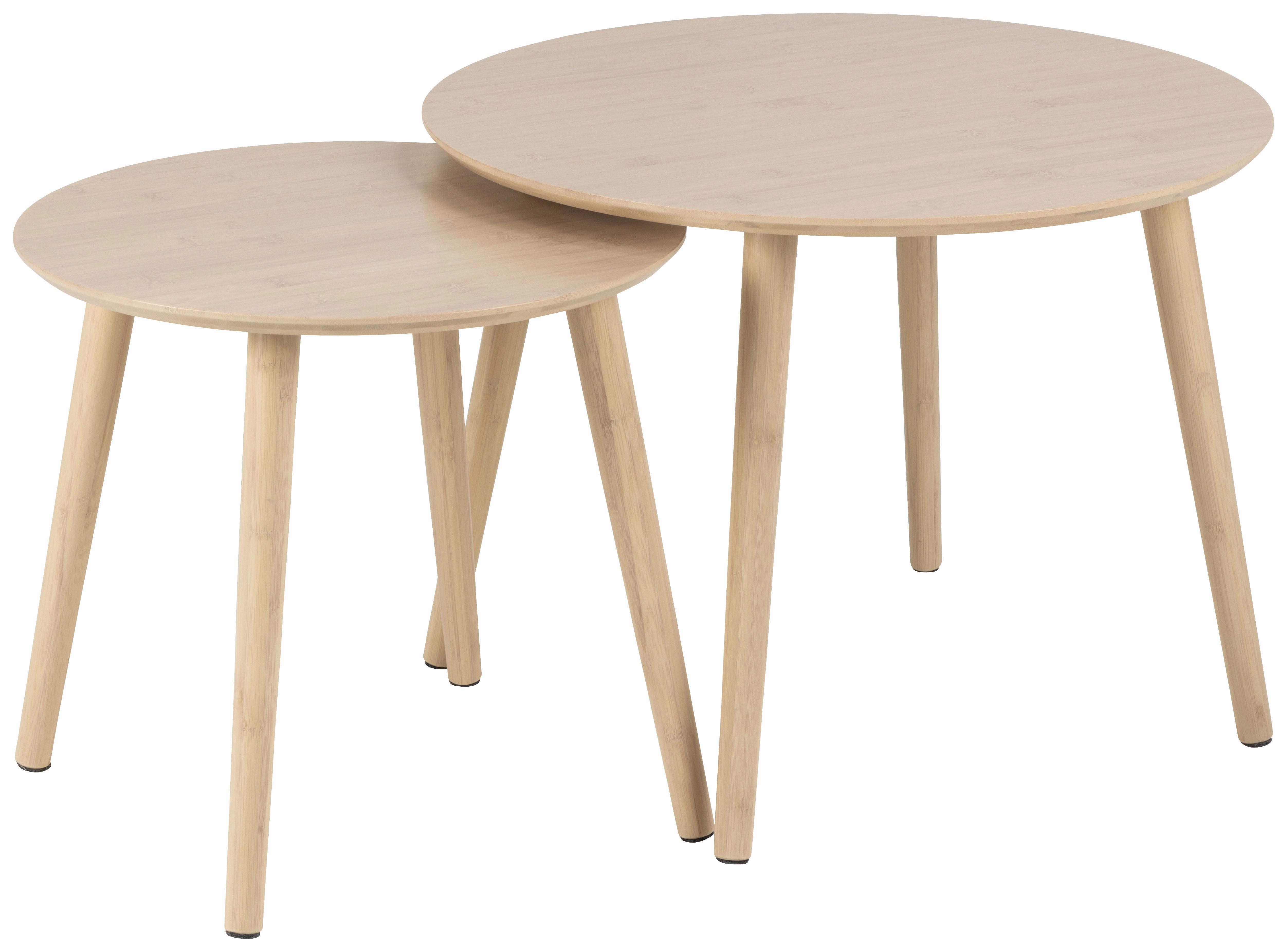 ZESTAW STOLIKÓW KAWOWYCH ROSLIN - kolor naturalny, Design, drewno (60/60/45cm)