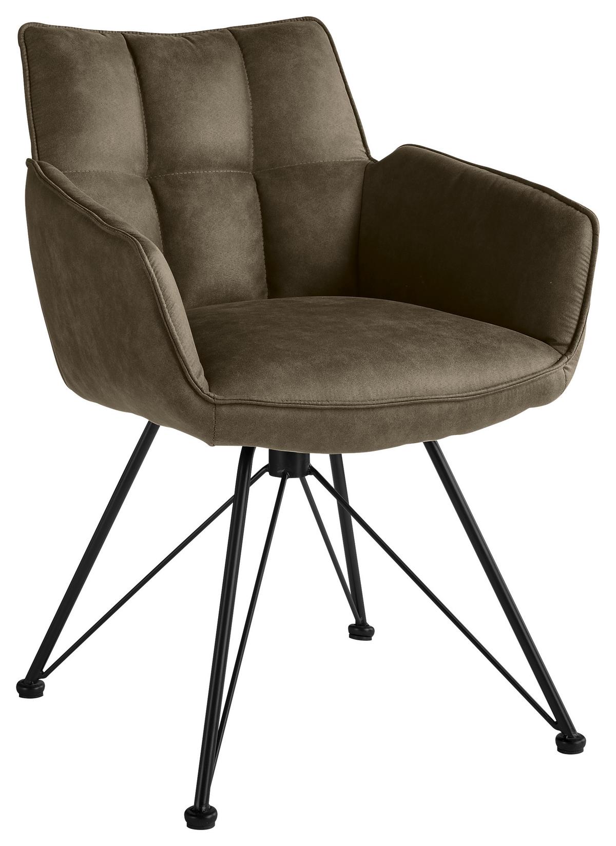 KRZESŁO Z PODŁOKIETNIKAMI FRISCO - czarny/taupe, Design, metal/tkanina (60/84/65cm) - SetOne by Musterring