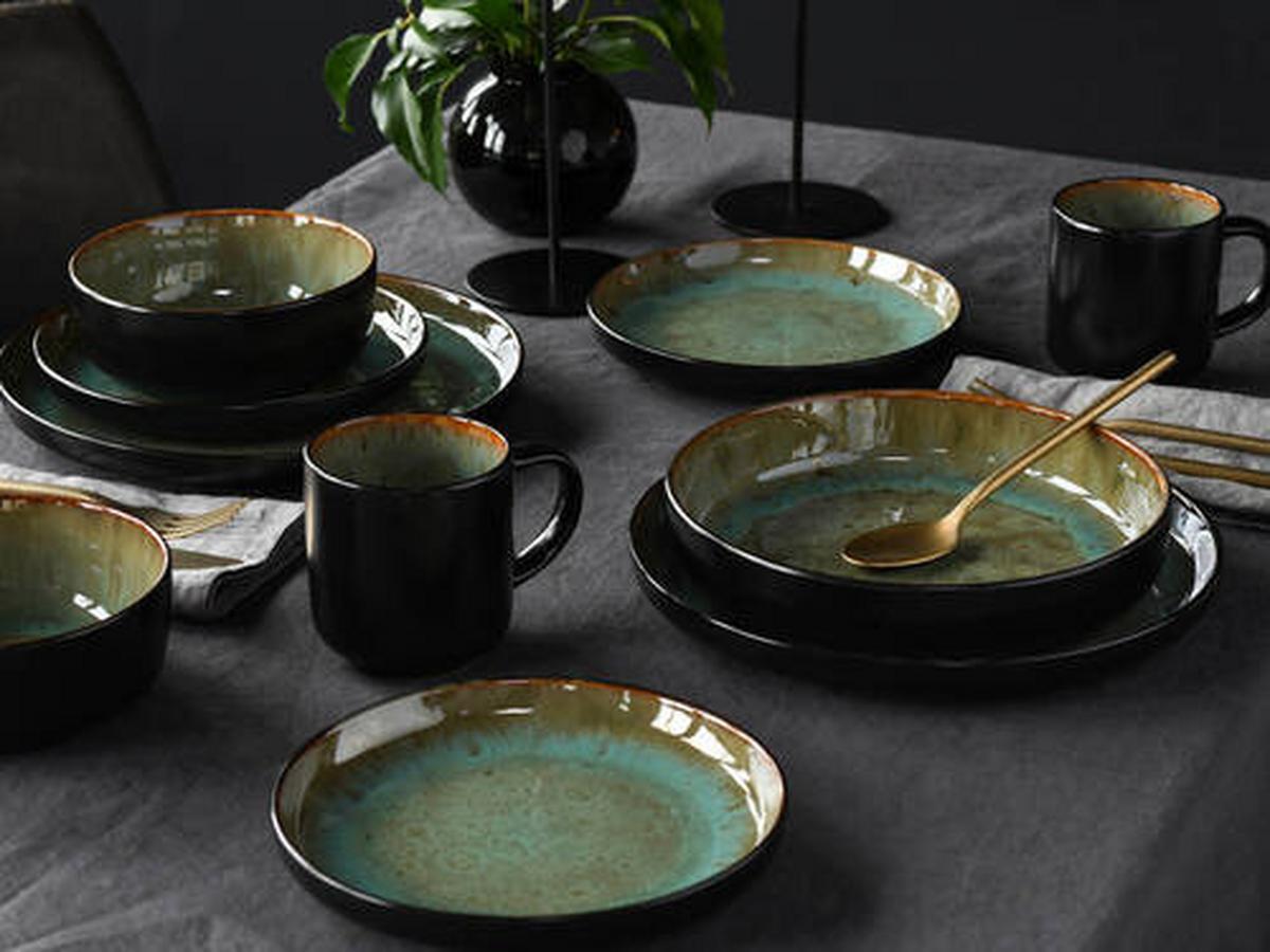 Kombinirani Servis Nordic Fjord Green, 10-Delni - zelena, Trend, keramika - Creatable