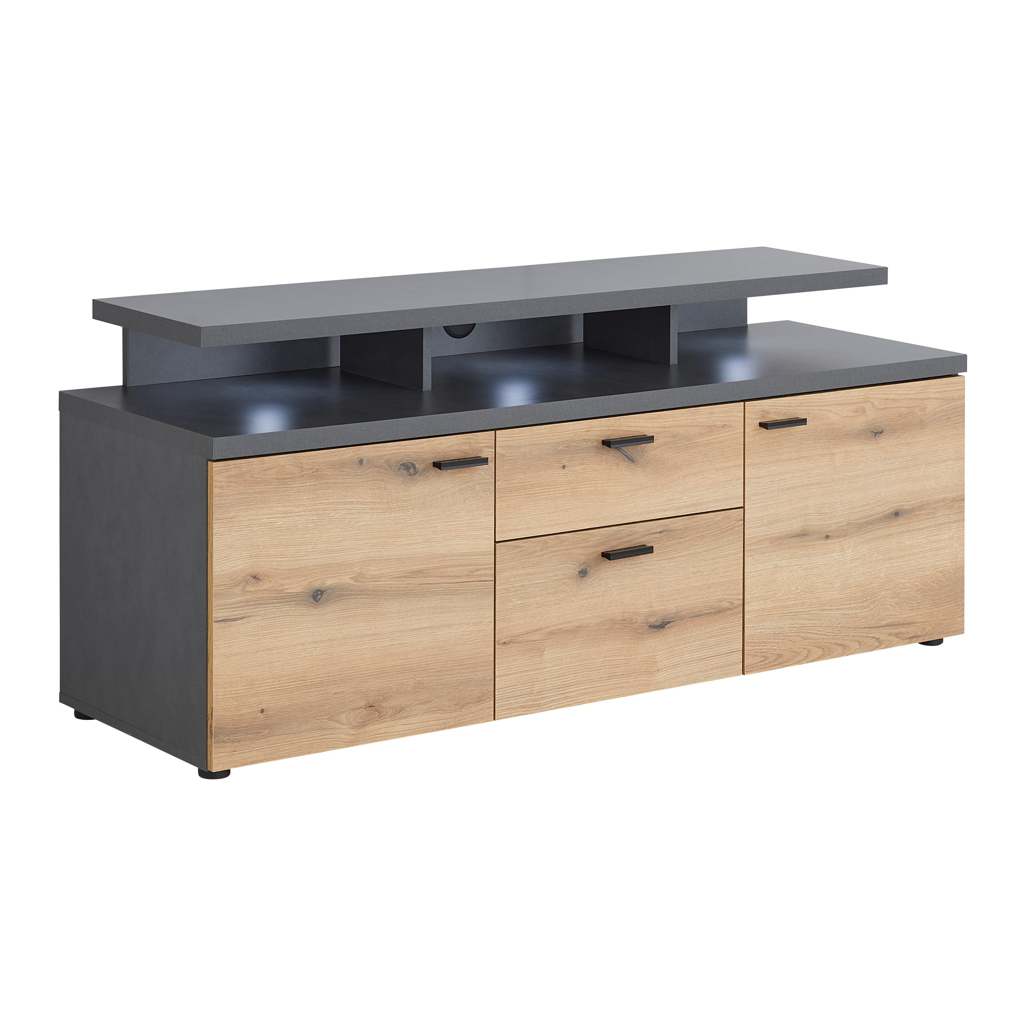 TV-Element Cadix Anthrazit/Eichefarben - Eichefarben/Anthrazit, Konventionell, Holzwerkstoff/Kunststoff (150/66/47cm) - Mömax