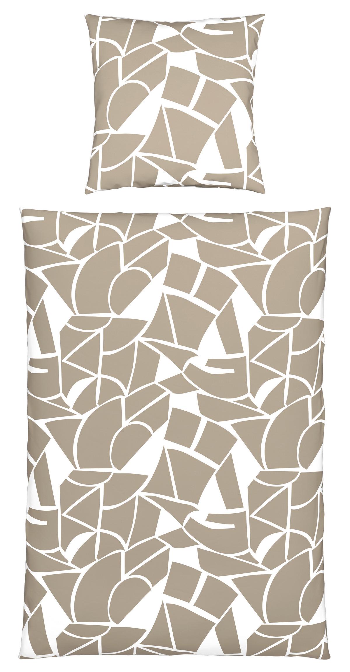 Bettwäsche Axel Weiss/Beige ca. 135x200cm - Beige/Weiß, MODERN, Textil (135/200cm) - Mömax