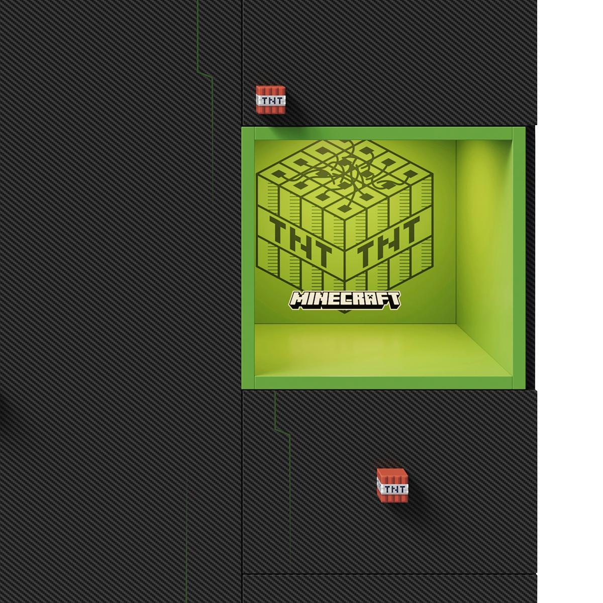 Kleiderschrank Minecraft ca. 135x200x50 cm Schwarz/Grün - Rot/Schwarz, MODERN, Holzwerkstoff/Kunststoff (135/200/50cm) - Minecraft