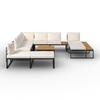 ENSEMBLE LOUNGE ADRIANO - couleur acacia/noir, MODERN, métal/textile - Bessagi Garden