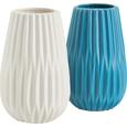 Vase Livia in Weiß/Türkis - Türkis/Weiß, Keramik (12/18,5cm) - MÖMAX modern living