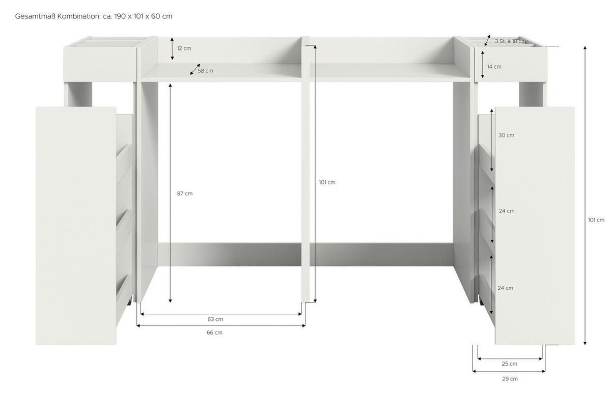 Omarica Za Pralni Stroj Free, Bela - bela, Moderno, leseni material (190/101/60cm) - MID.YOU