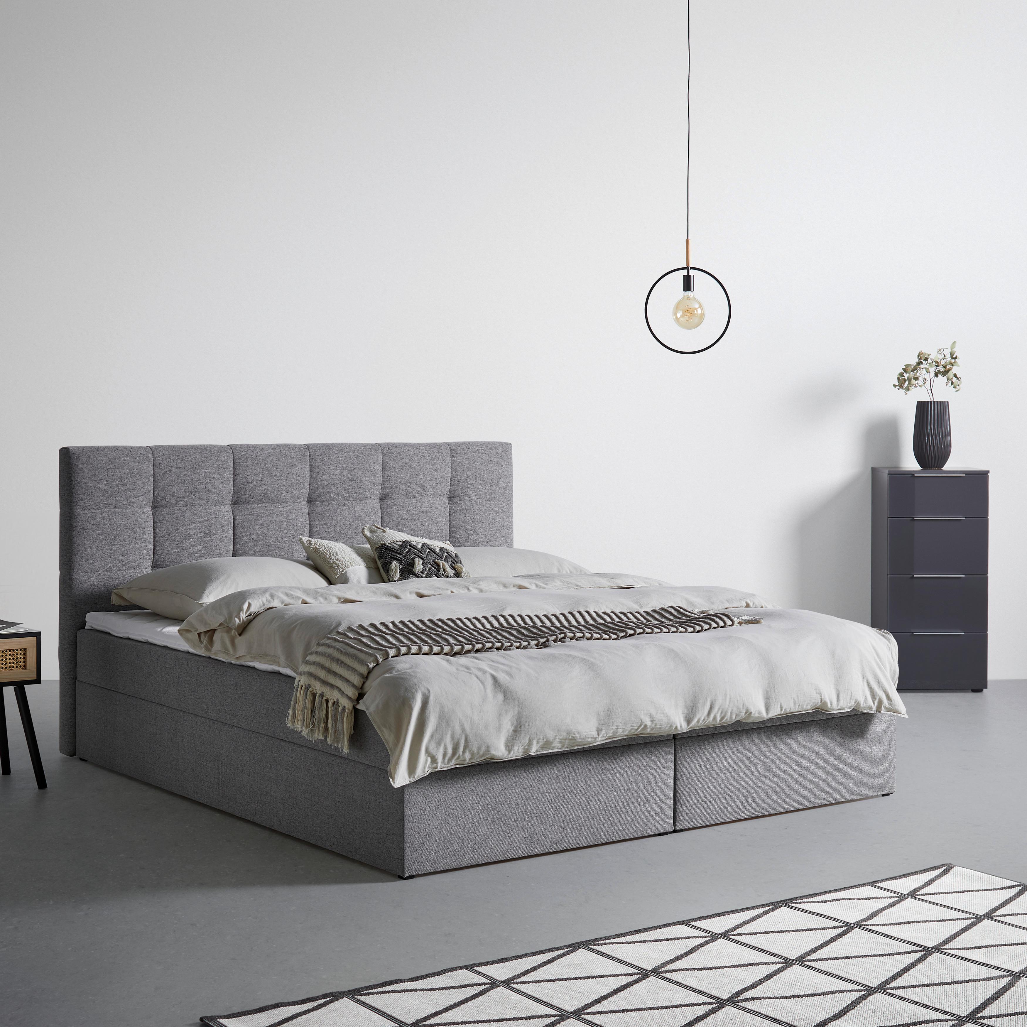 BOXSÄNG MARSELIE - grå/svart, Modern, trä/textil (200/200cm) - Bessagi Home