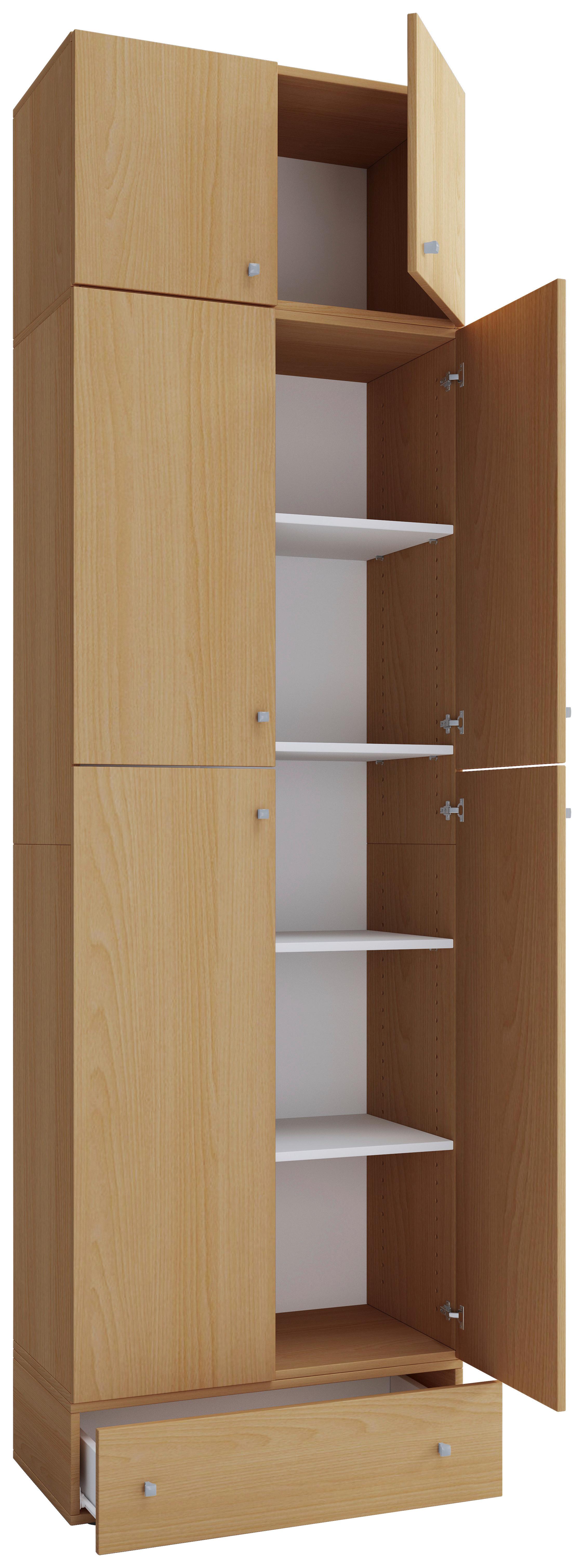 Kleiderschrank Lona XXL Buchefarben ca. 70x240x39 cm - Buchefarben/Grau, MODERN, Holzwerkstoff/Kunststoff (70/240/39cm) - MID.YOU