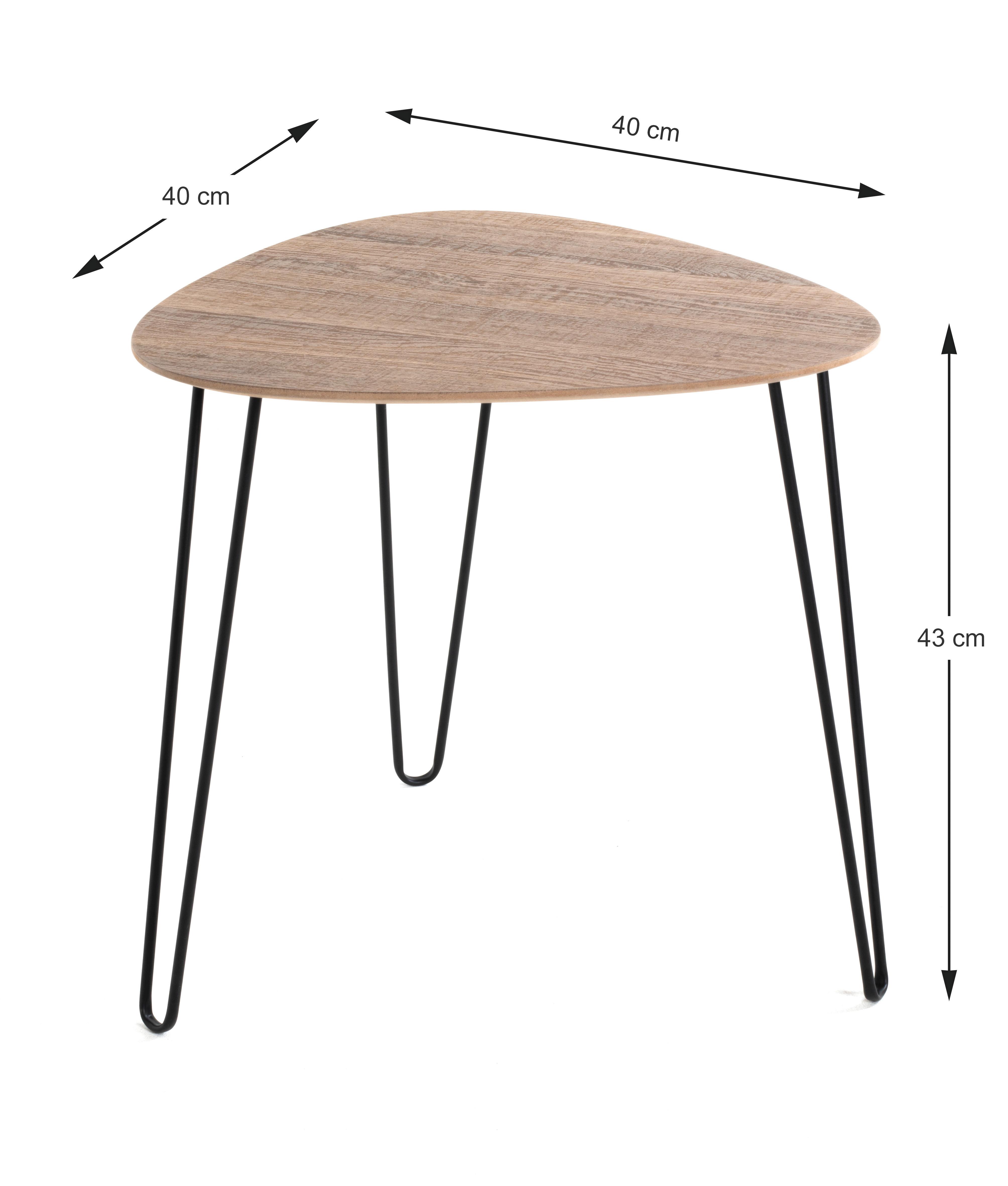 Beistelltisch in Eiche/Schwarz - Eichefarben/Schwarz, Modern, Holzwerkstoff/Metall (40/40/43cm) - Mömax