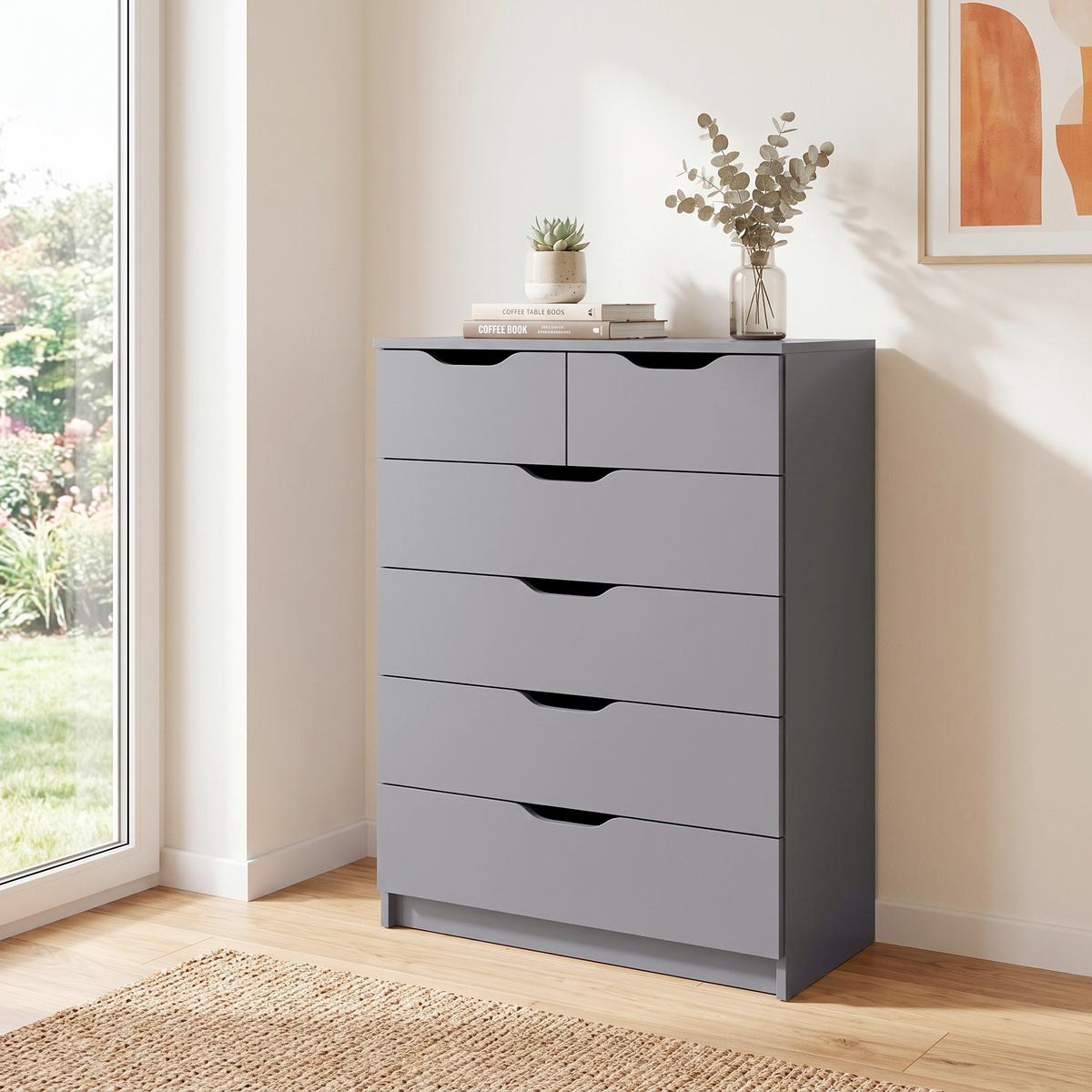 Kommode Silenzia Graphit - Graphitfarben, Design, Holzwerkstoff (82/112/40cm) - Livetastic