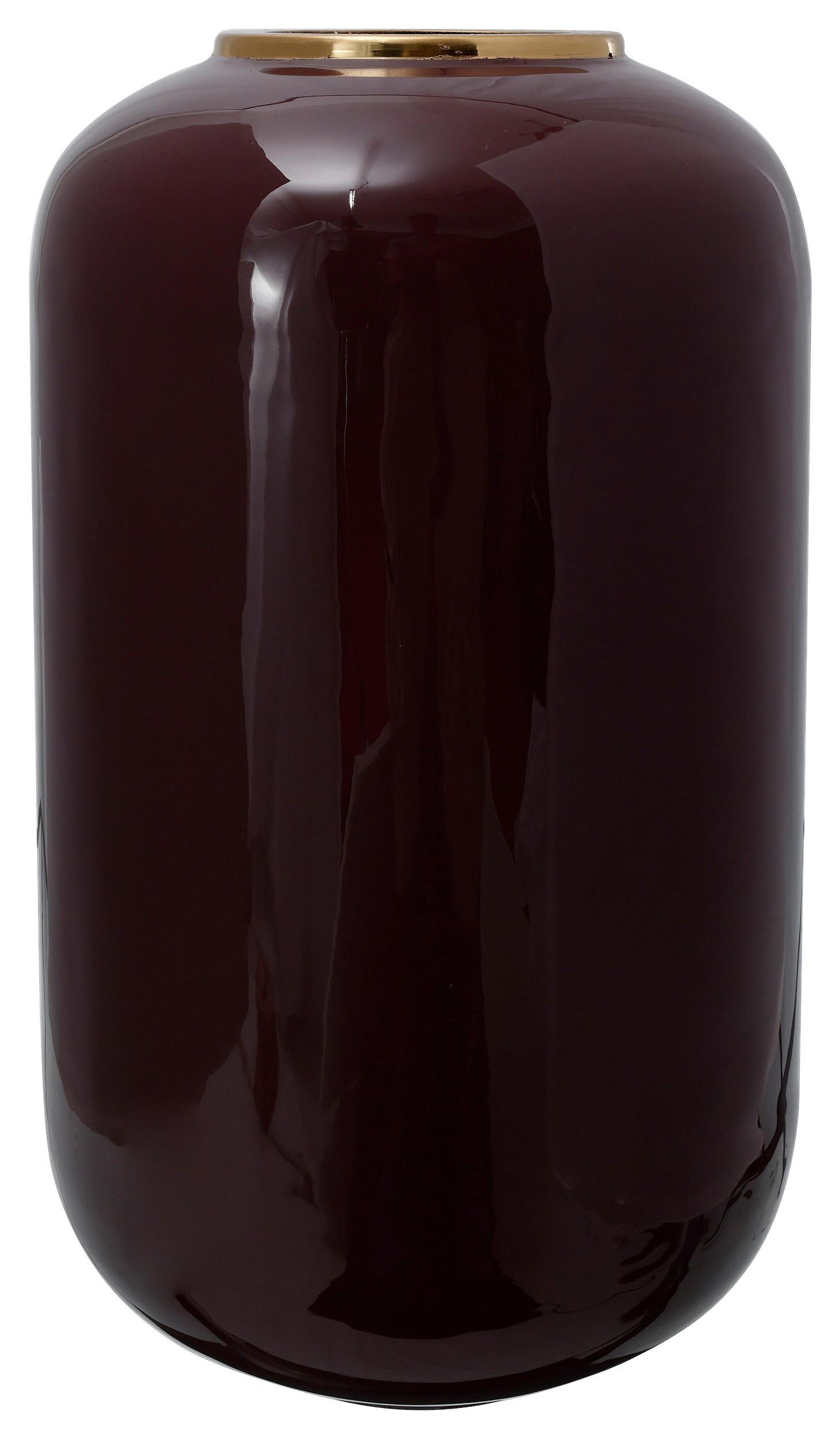 VASE ART DECO 275 - Bordeaux/Goldfarben, Trend, Metall (24/24/50cm) - Kayoom