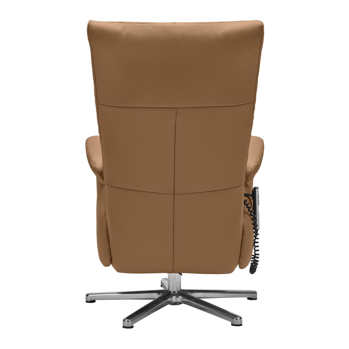 Relaxsessel Sitting 2 Haselnussfarben - Chromfarben/Haselnussfarben, MODERN, Leder (70/111/80cm) - Premium Living
