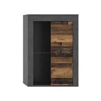 Vitrine Jam Anthr./Natur ca. 86x60x35cm - Anthrazit/Schwarz, Design, Glas/Holzwerkstoff (86/60/35cm) - MID.YOU