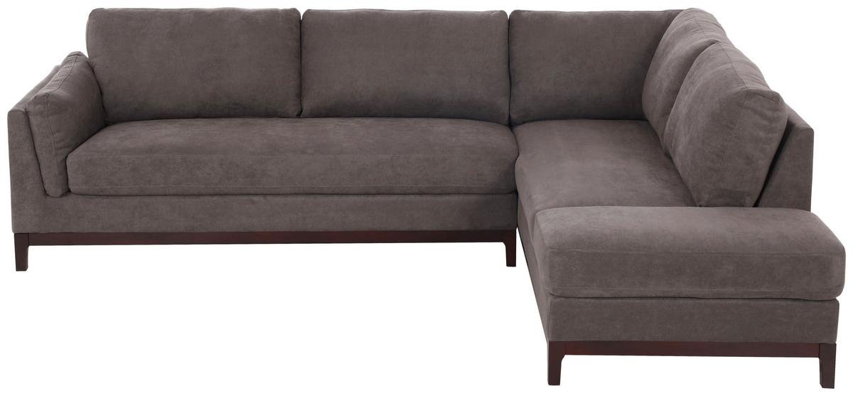 NAROŻNIK BRISTOL - szary/brązowy, Basics, tkanina/drewno (278/210cm) - MID.YOU