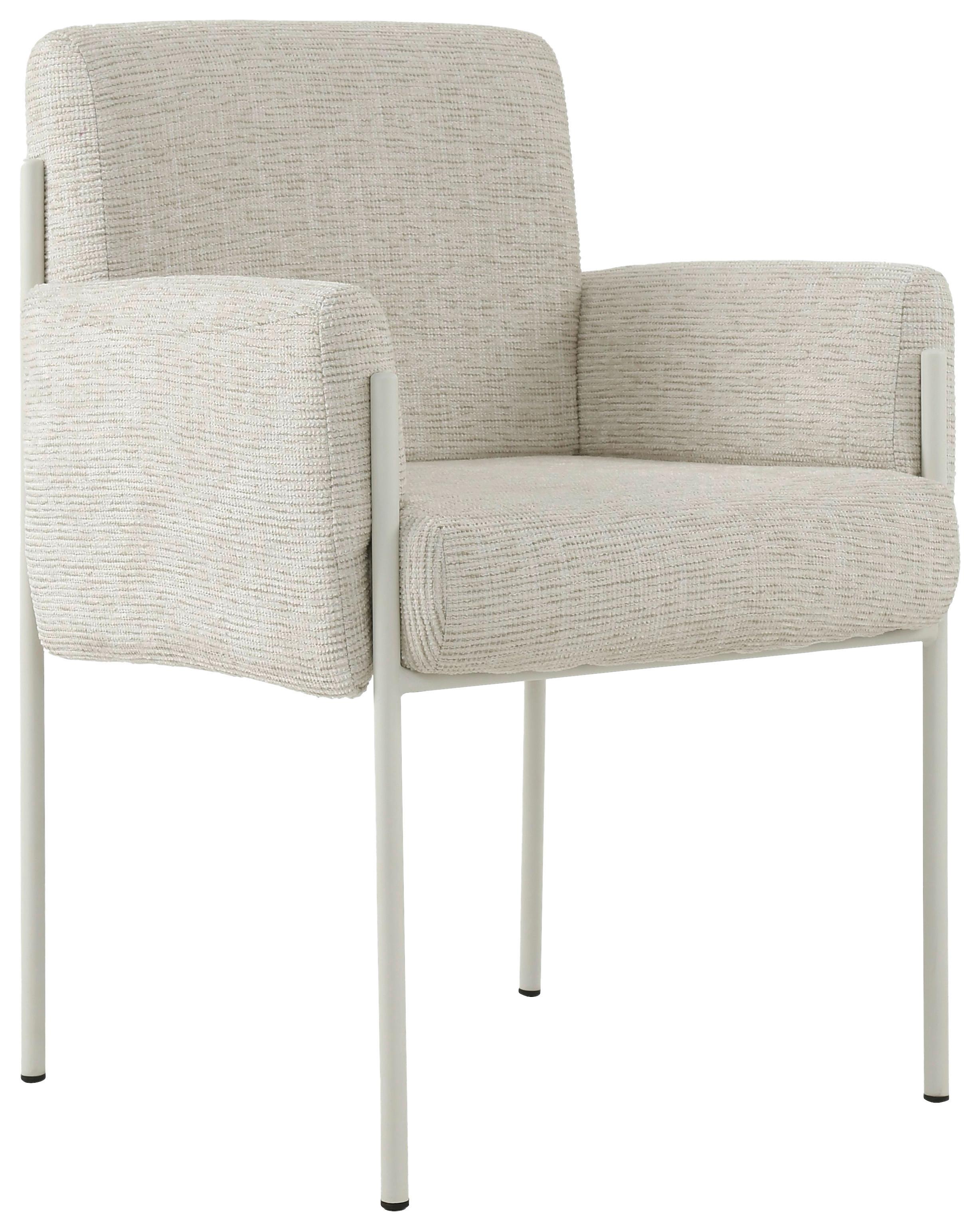 KRZESŁO Z PODŁOKIETNIKAMI JOHNNY -EXKLUSIV- - beżowy, Design, metal/tkanina (62/86/63cm) - Novel