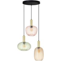 Hängeleuchte Bunti Multicolor max. 25 Watt - Pink/Goldfarben, MODERN, Glas/Metall (45/45/120cm)
