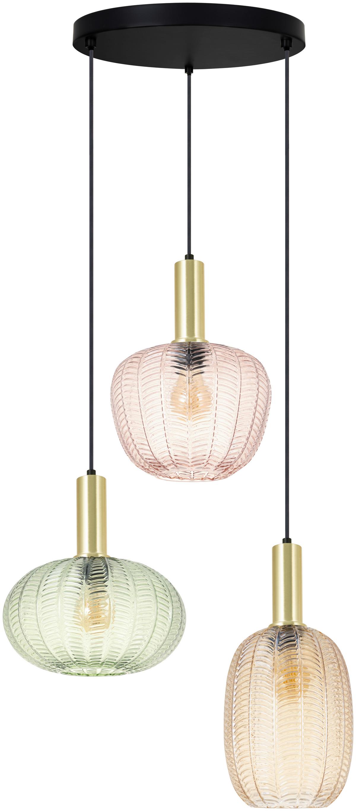Hängeleuchte Bunti Multicolor max. 25 Watt - Pink/Goldfarben, MODERN, Glas/Metall (45/45/120cm)