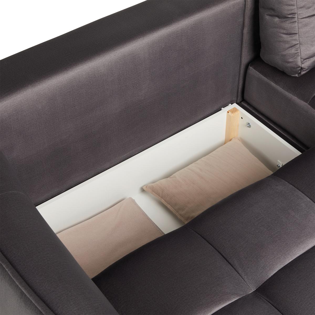Canapea extensibilă BOMBEI - antracit/gri, Modern, lemn/textil (243/94/125cm) - Premium Living