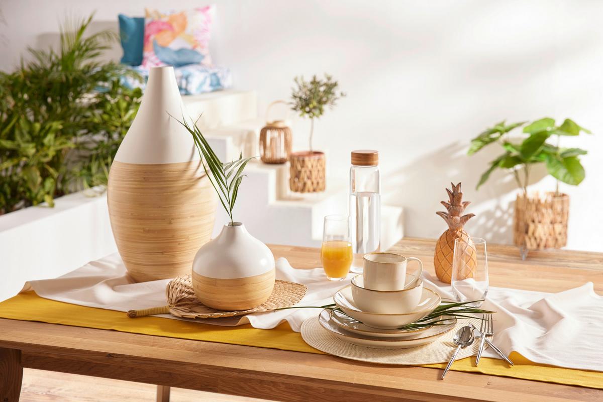 Vază DIANA - alb/culoare natur, Lifestyle, materiale naturale (26/50cm) - Zandiara