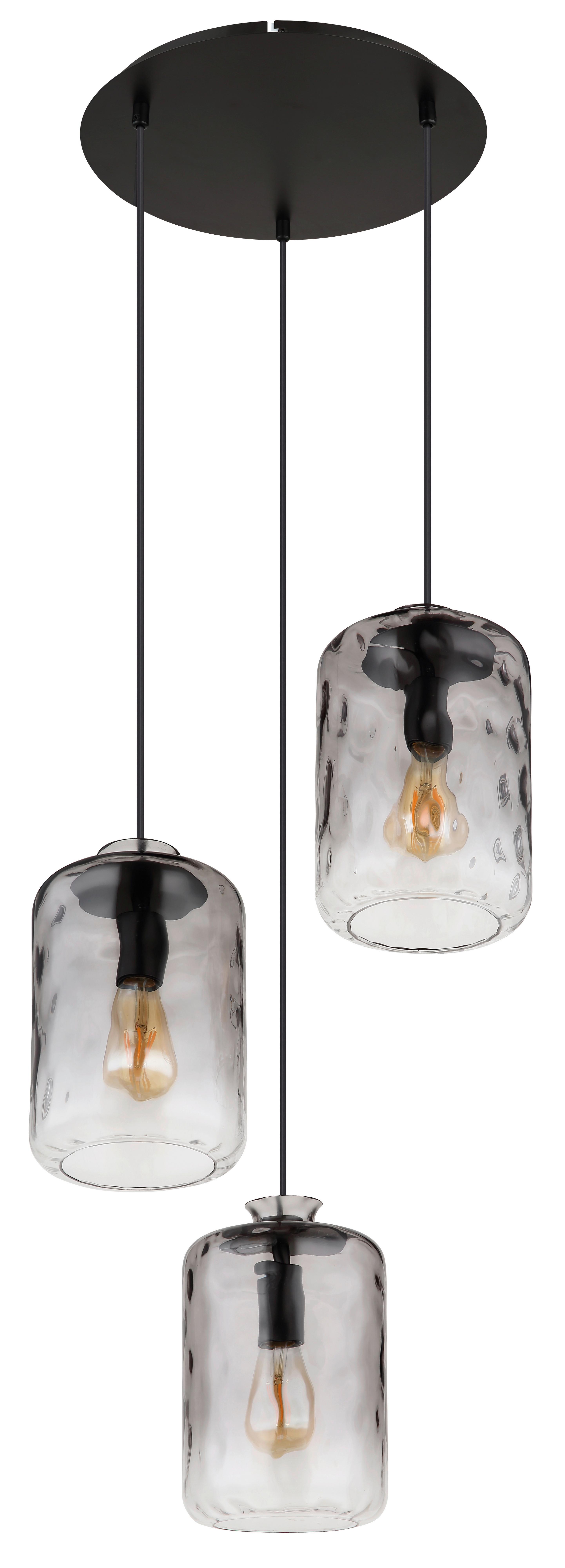 HÄNGELEUCHTE 16046-3H - Klar/Schwarz, Design, Glas/Metall (47/120cm) - Globo