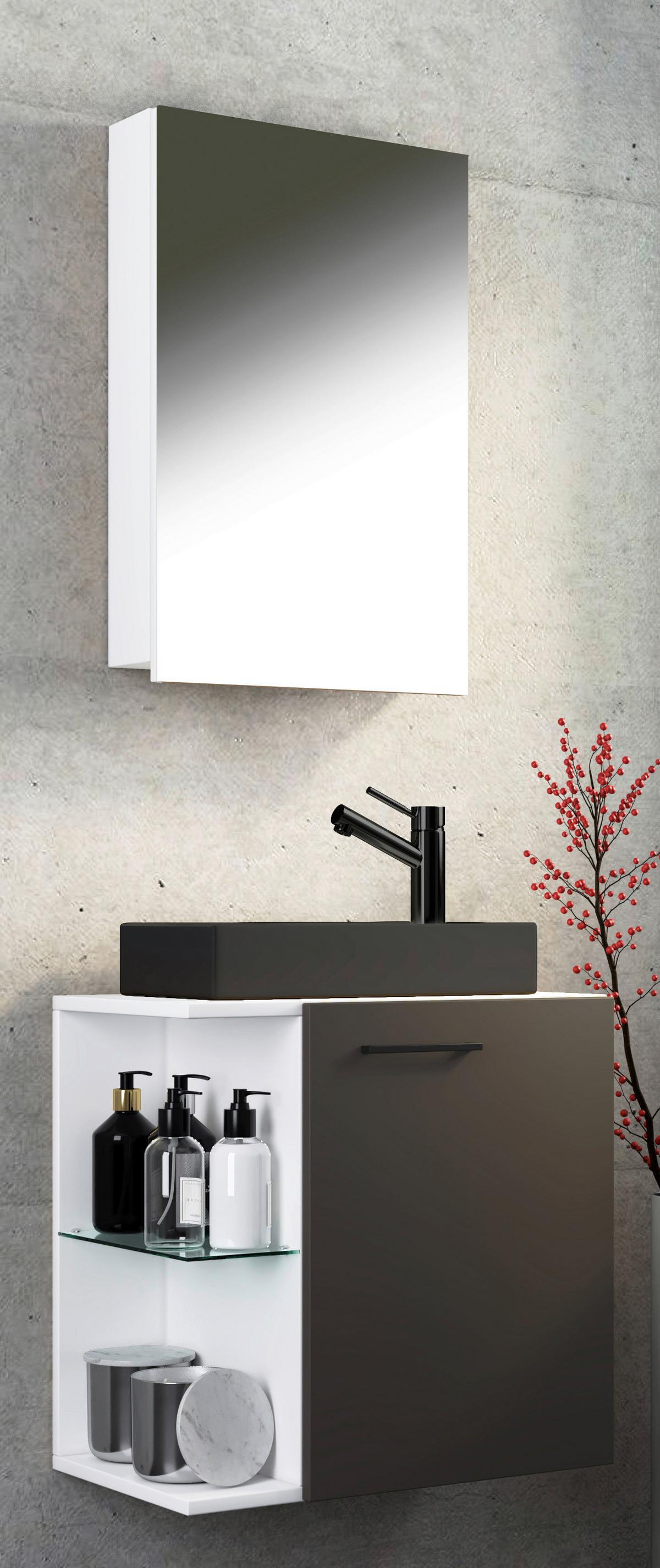 GÄSTEBAD HAUSA BL - Weiss/Anthrazit, Modern, Glas/Keramik (52cm) - MID.YOU