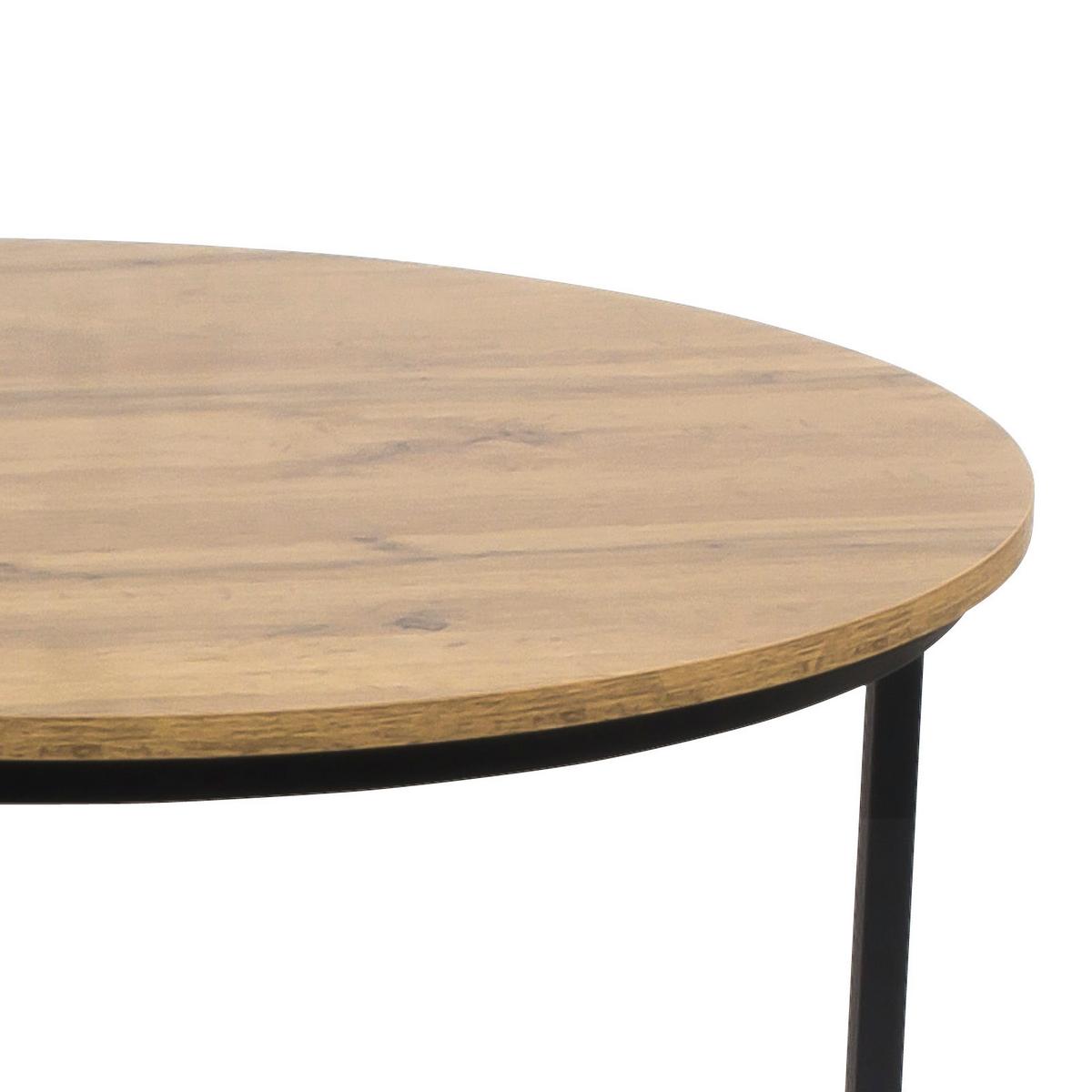 Masă auxiliară DUO - culoare natur/negru, Modern, metal/material pe bază de lemn (53-43/45-35cm) - Modern Living