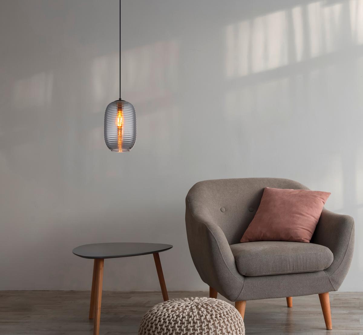 Viseća Svjetiljka Jefrey - siva/crna, Basics, staklo/metal (20/120cm) - Globo