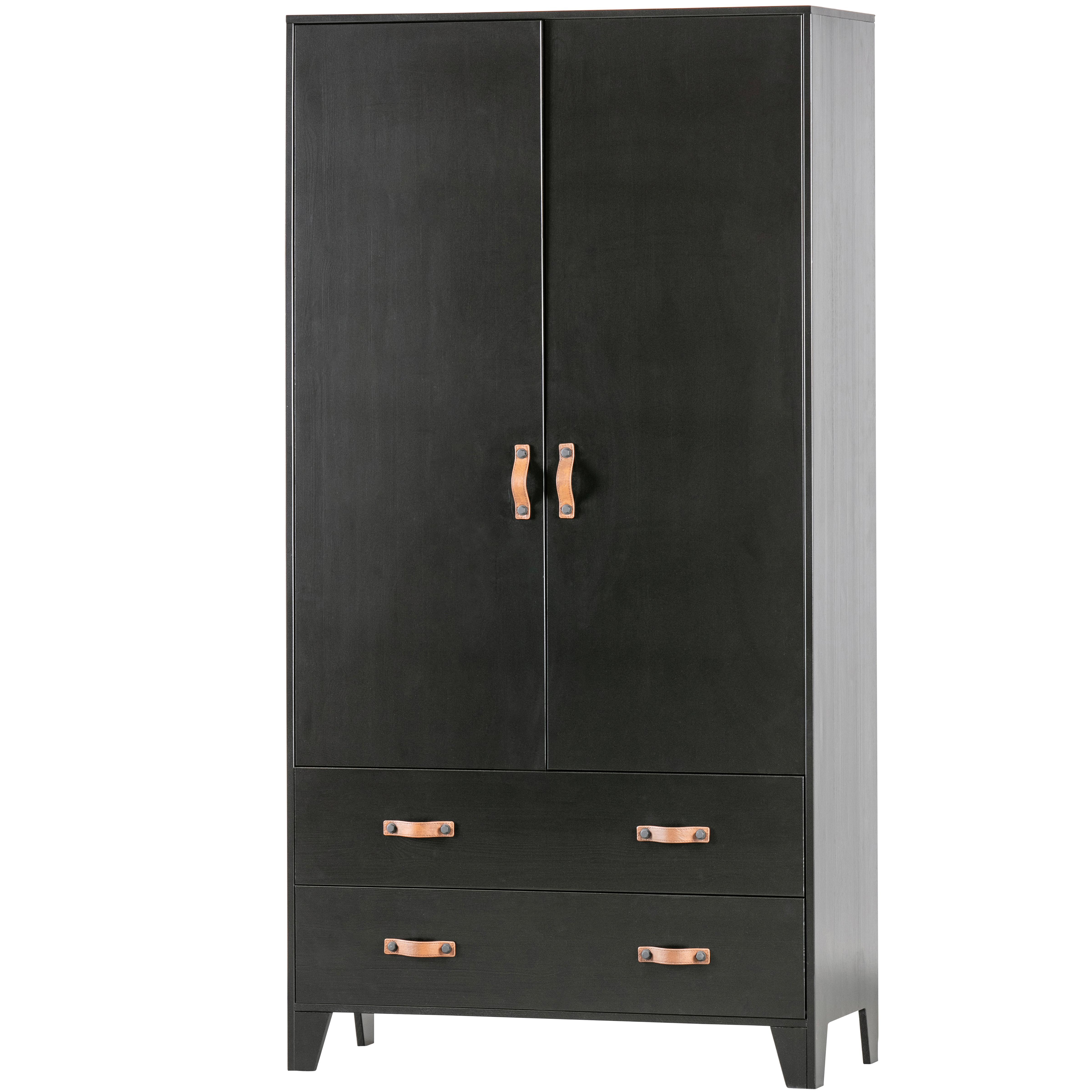 Drehtürenschrank Dian Schwarz - Schwarz, Basics, Holz (94/180/40cm) - MID.YOU