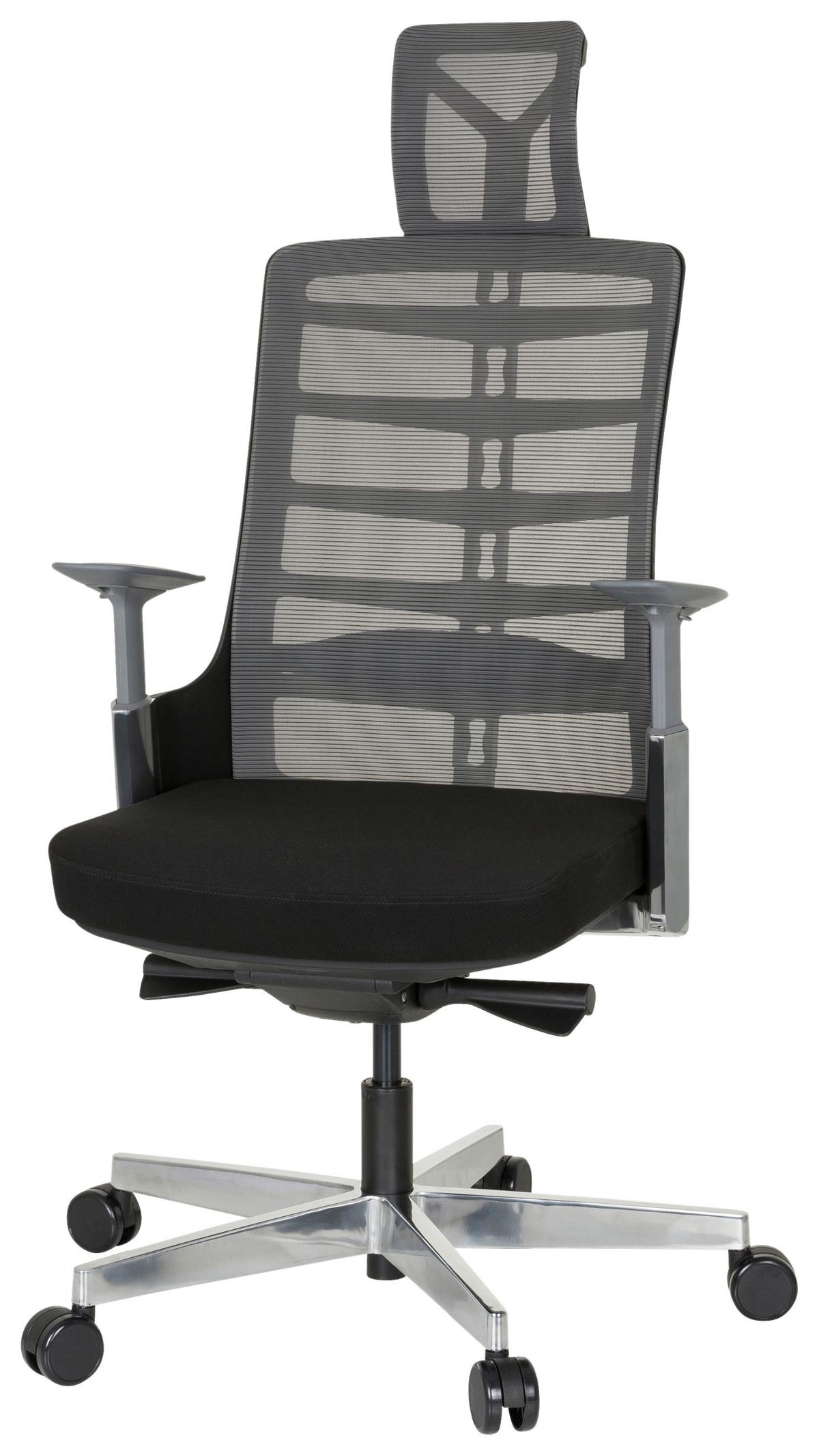 Drehstuhl Skarif Grau/Schwarz - Schwarz/Alufarben, MODERN, Kunststoff/Textil (64/128/62cm) - MID.YOU