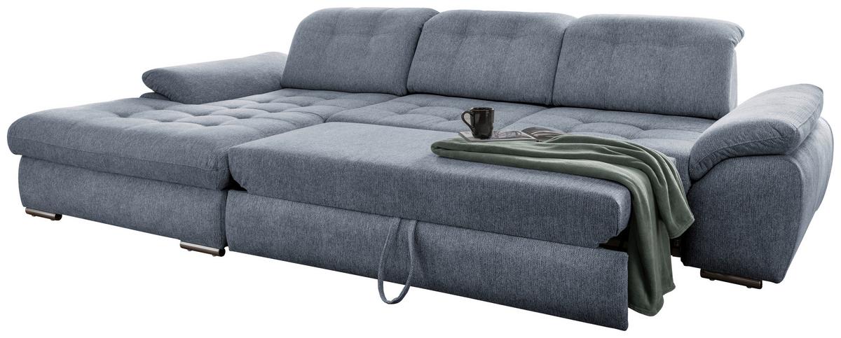 Ecksofa Rigatti mit Bettkasten ca. 184x314 cm Hellblau - Chromfarben/Anthrazit, MODERN, Textil/Metall (184/314cm) - Livetastic