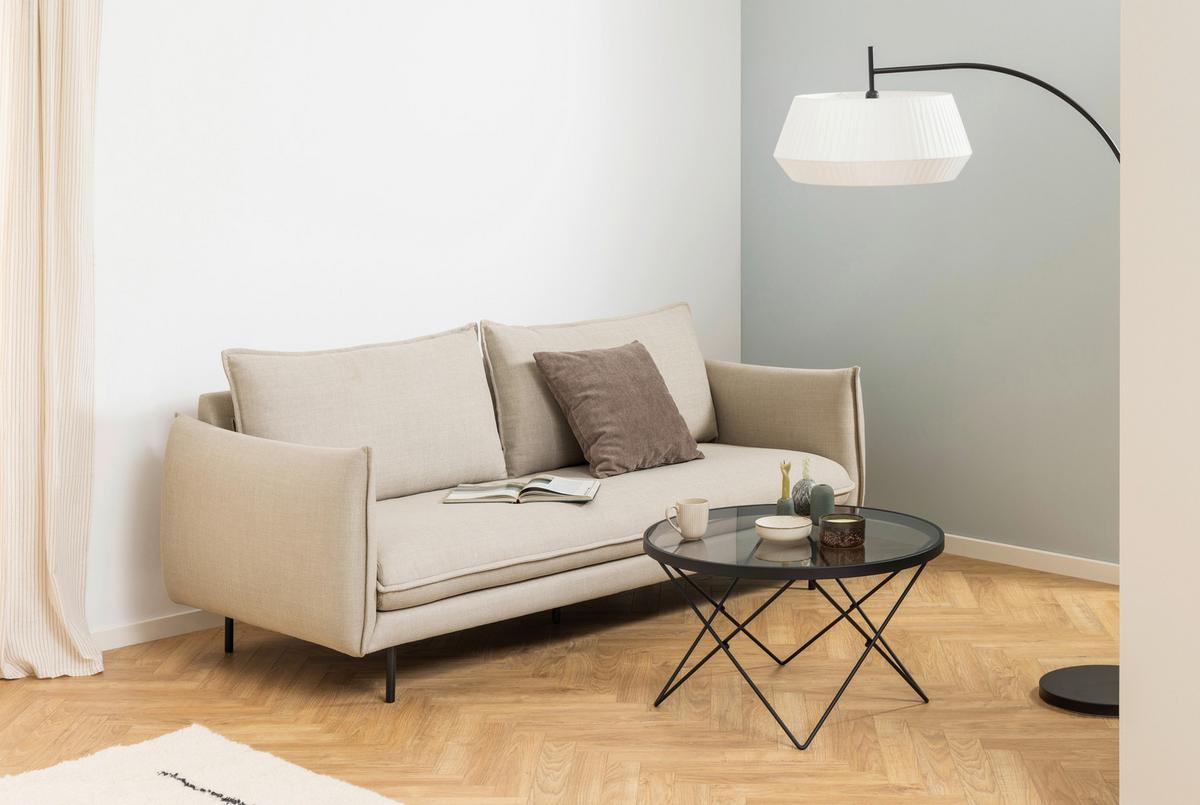 Măsuță de cafea CUXTON - negru/gri, Design, sticlă/metal (80/45/80cm) - Modern Living