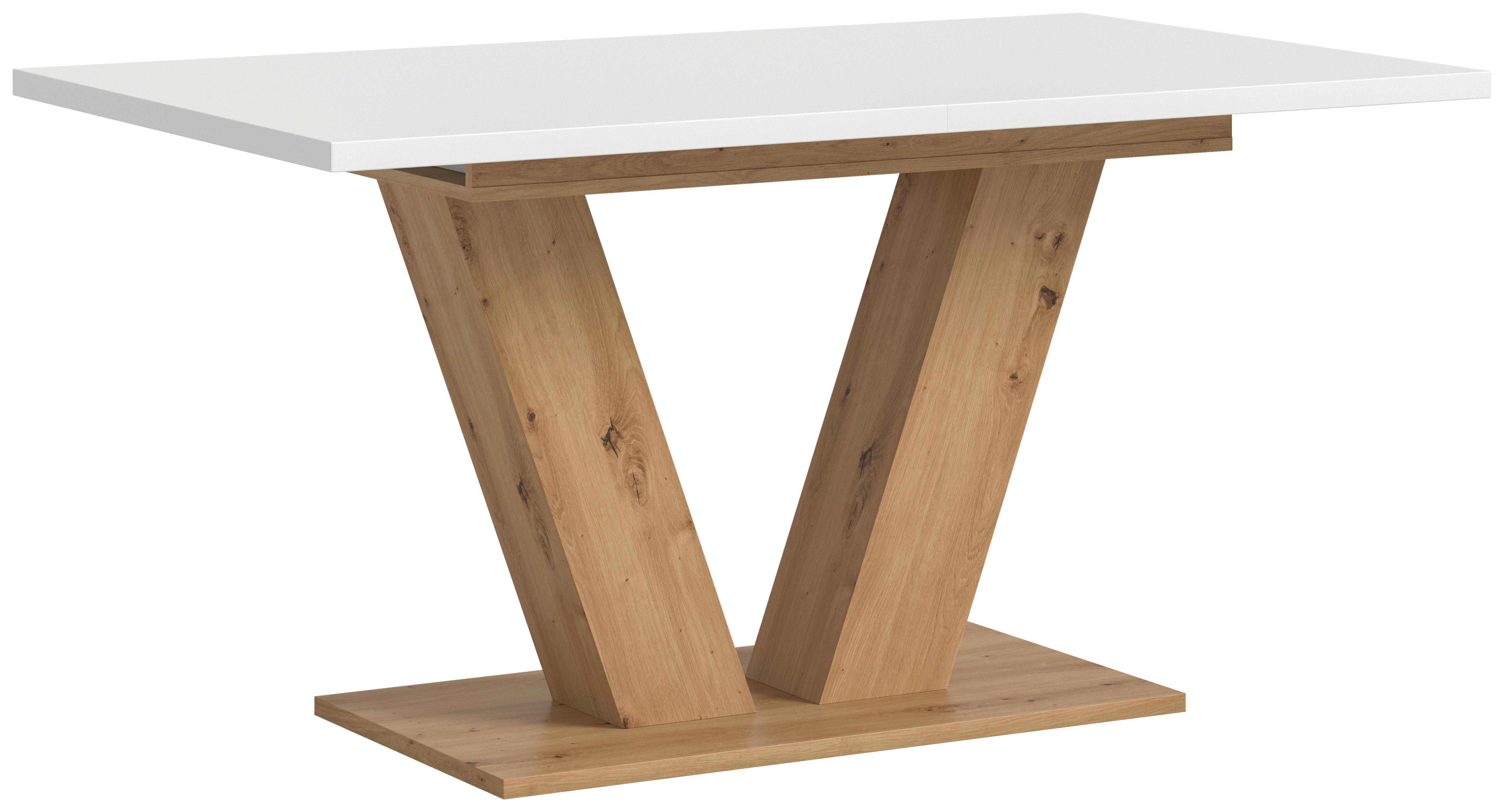 Ausziehtisch Marlon Weiß ca. 150-190x90x76 cm - Weiß/Eiche Artisan, Trend, Holzwerkstoff (150-190/90/76cm)