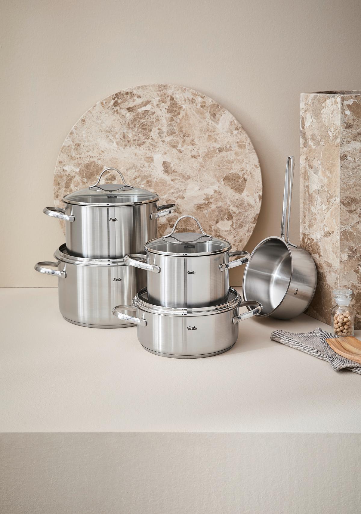 ZESTAW GARNKÓW 00211405000 FISSLER - kolor srebrny/przejrzysty, Basics, metal/szkło - Fissler