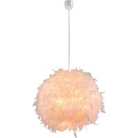 Függőlámpa Valódi Tollakkal - fehér, Konventionell, műanyag/természetes anyagok (45/120cm)